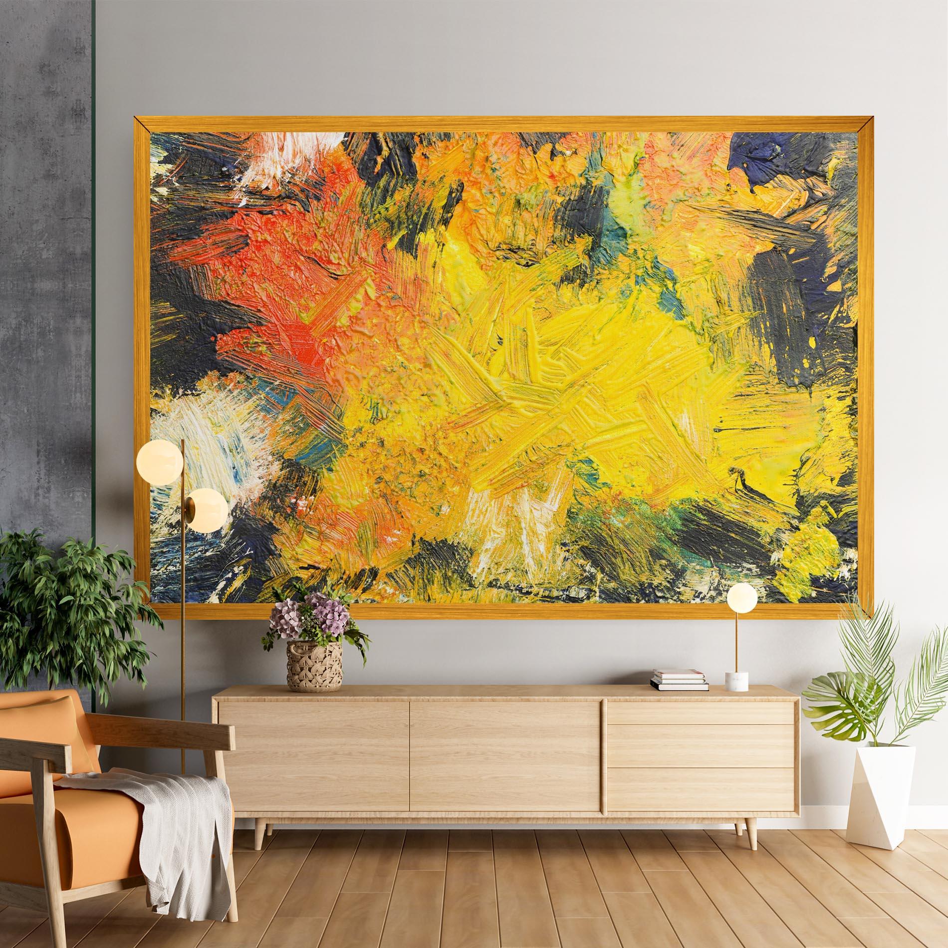 Tablou Canvas Artistic Yellow Painting mockup 9