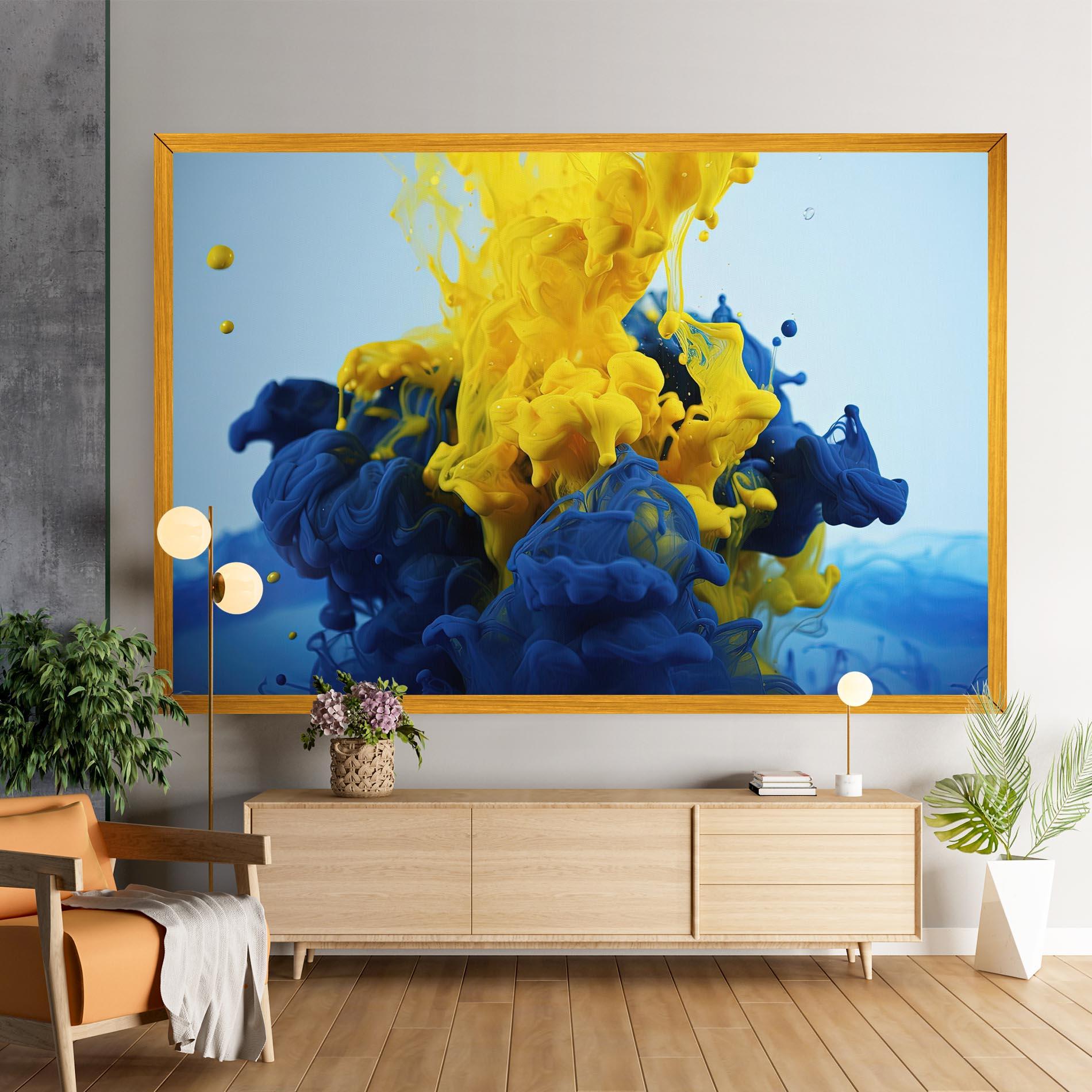 Tablou Canvas Blue Yellow Smoke mockup 9