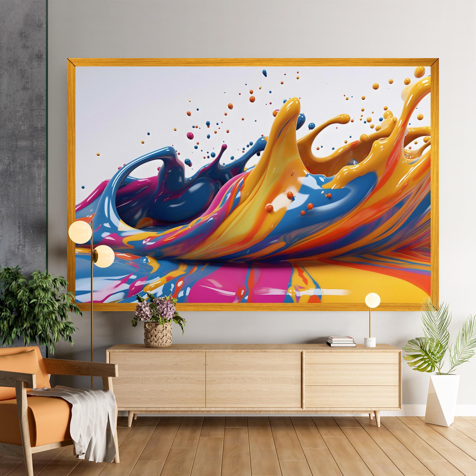 Tablou Canvas Colorful Liquid Yellow Splash mockup 9