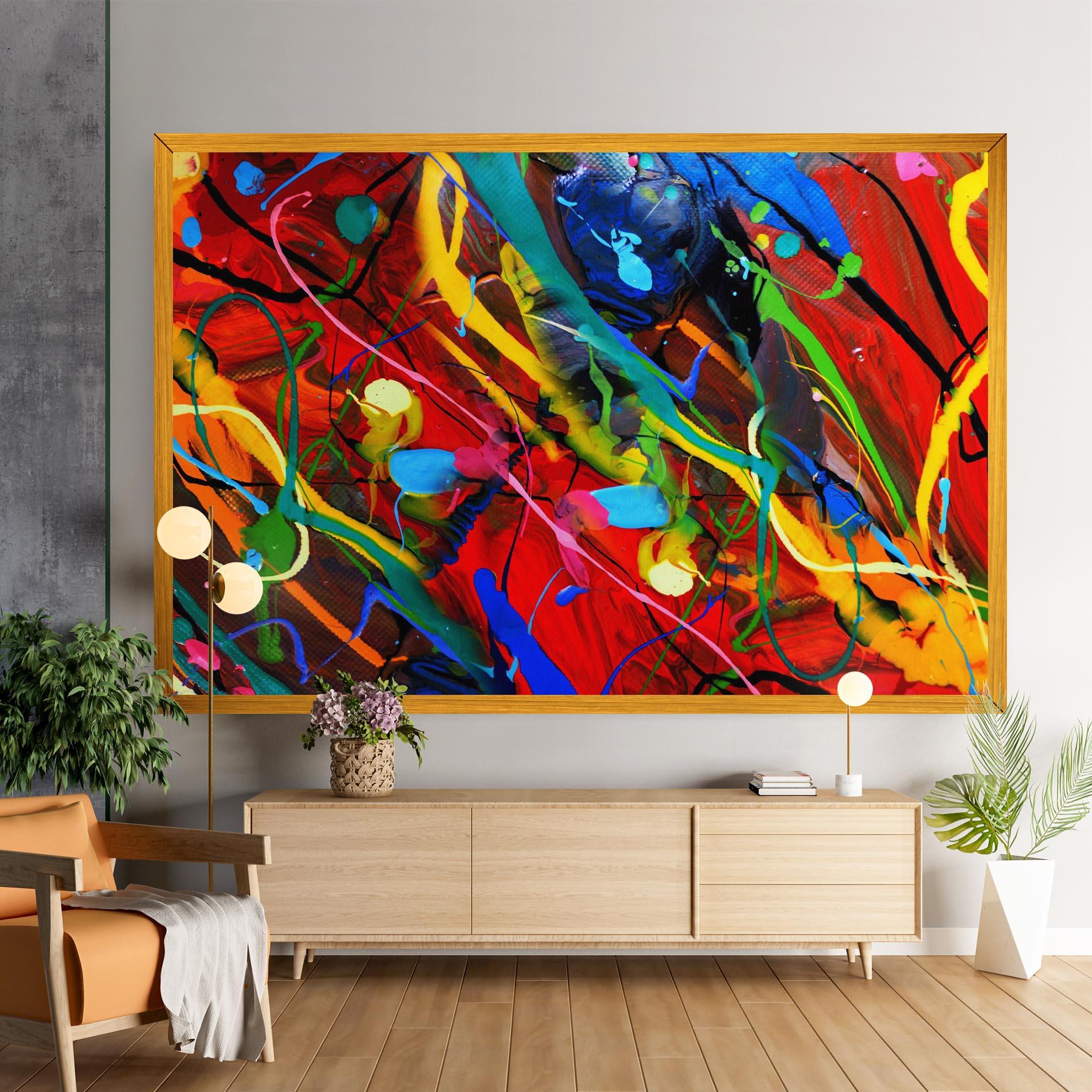 Tablou Canvas Hand Draw Red Painting mockup 9