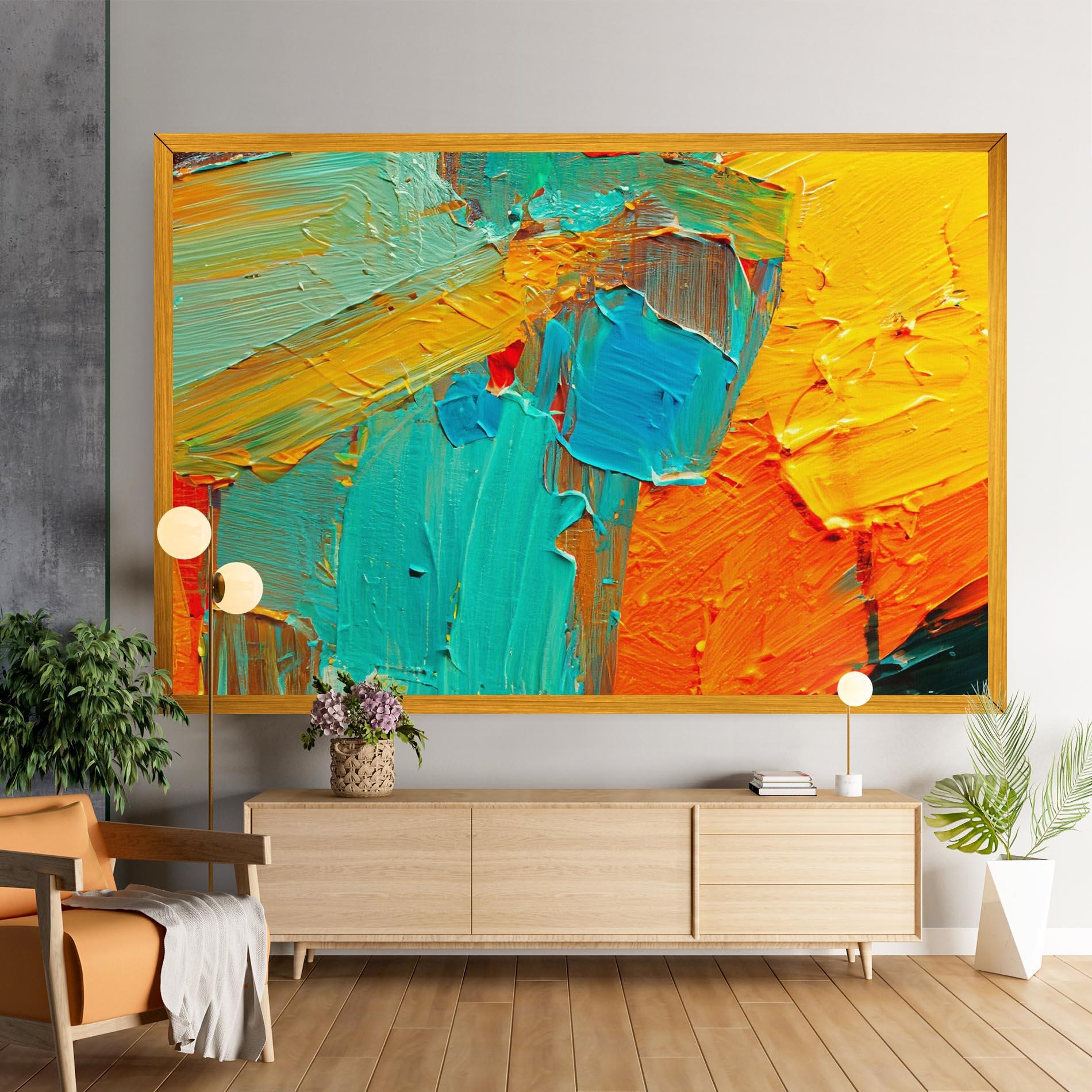 Tablou Canvas Orange Blue Painting mockup 9