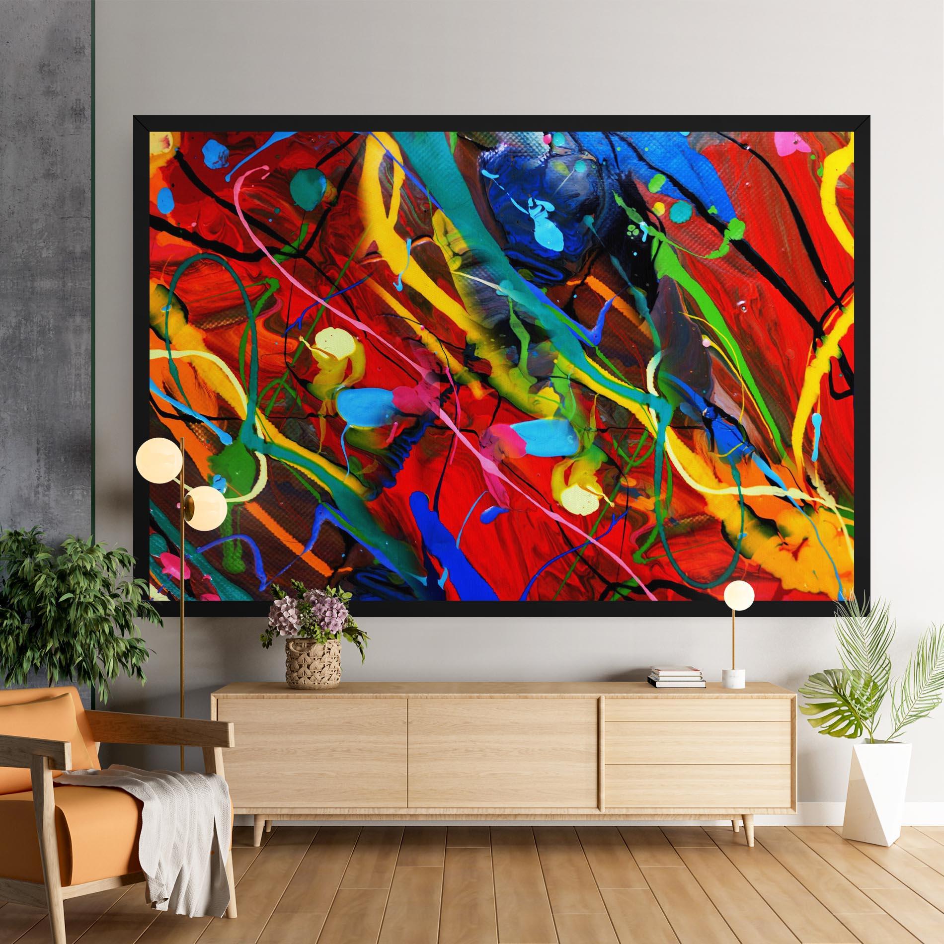 Tablou Canvas Hand Draw Red Painting mockup 9