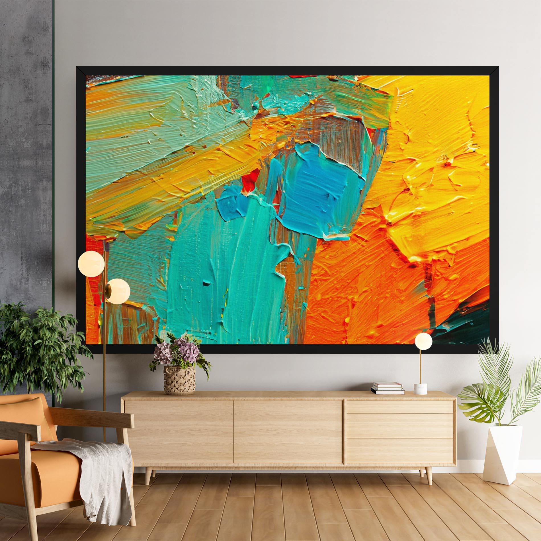 Tablou Canvas Orange Blue Painting mockup 9