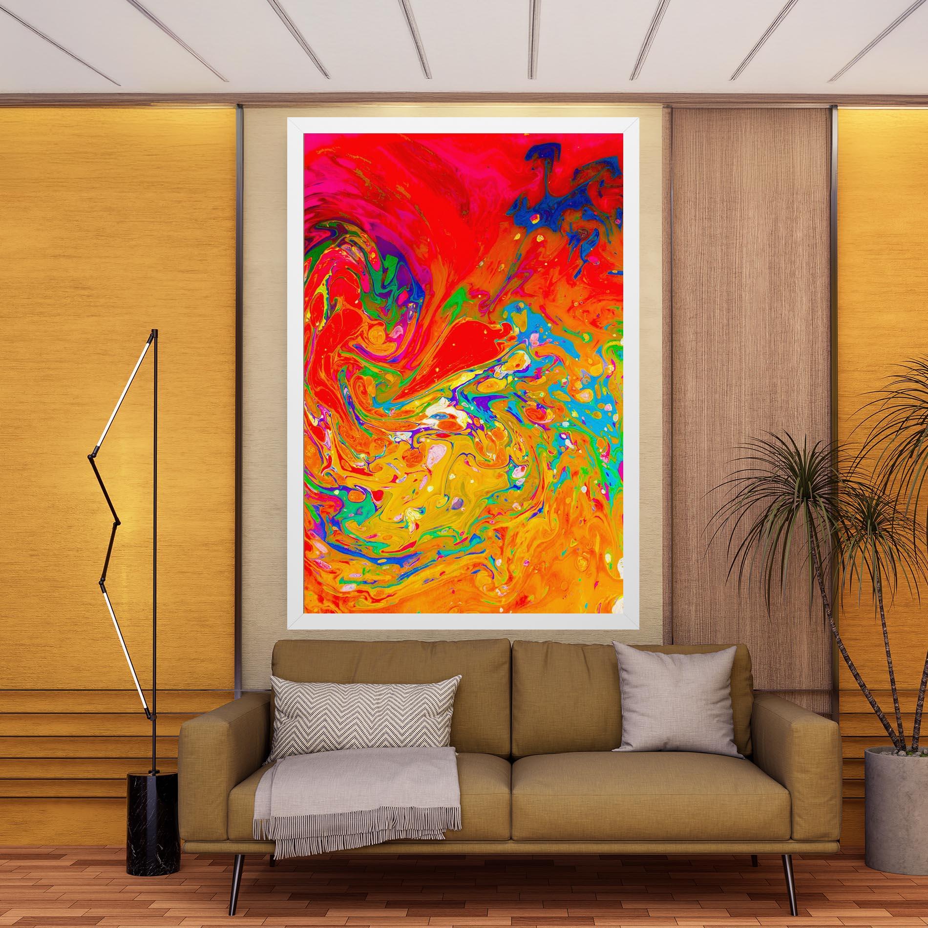 Tablou Canvas Marbling Orange Art mockup 9