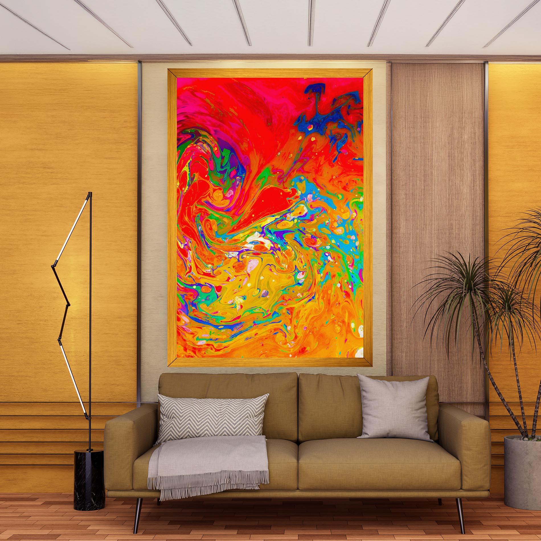 Tablou Canvas Marbling Orange Art mockup 9