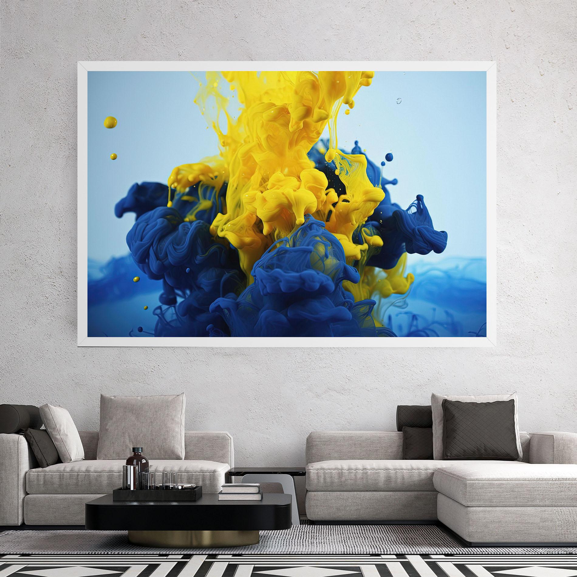 Tablou Canvas Blue Yellow Smoke mockup 2