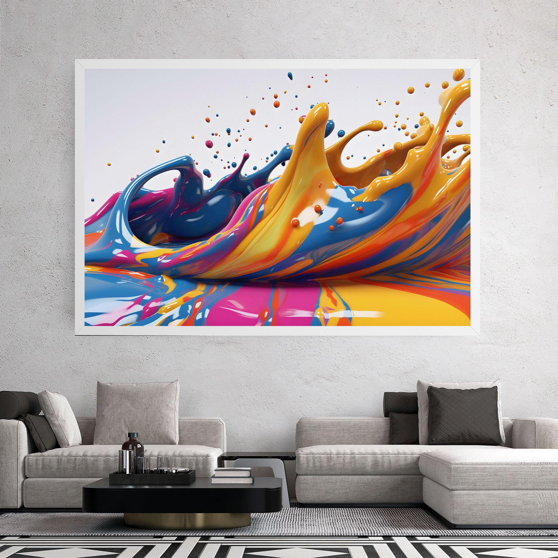 Tablou Canvas Colorful Liquid Yellow Splash mockup 2