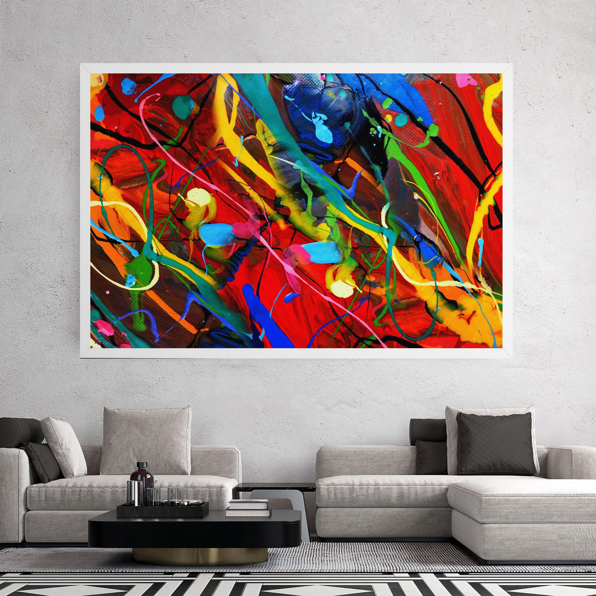 Tablou Canvas Hand Draw Red Painting mockup 2