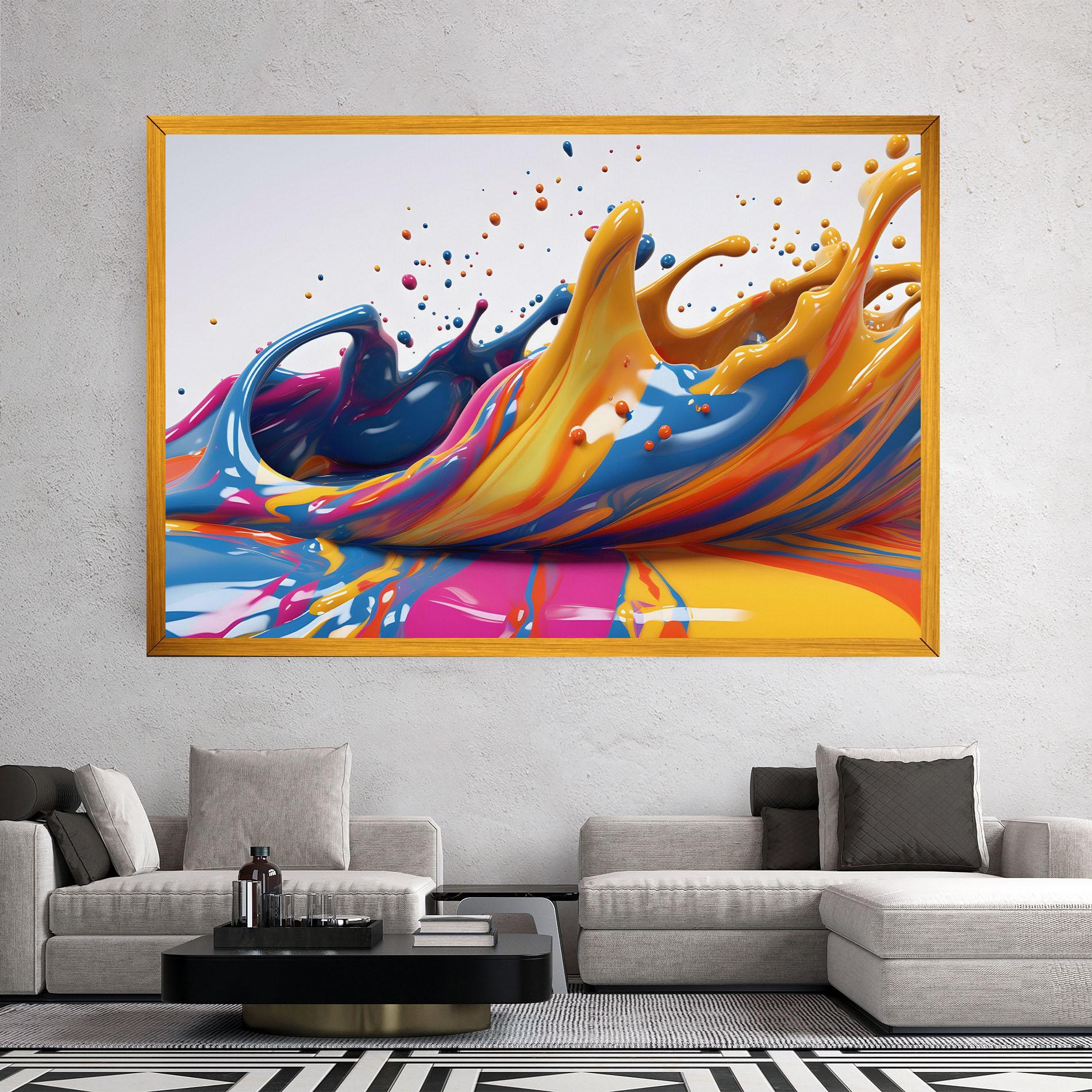 Tablou Canvas Colorful Liquid Yellow Splash mockup 2