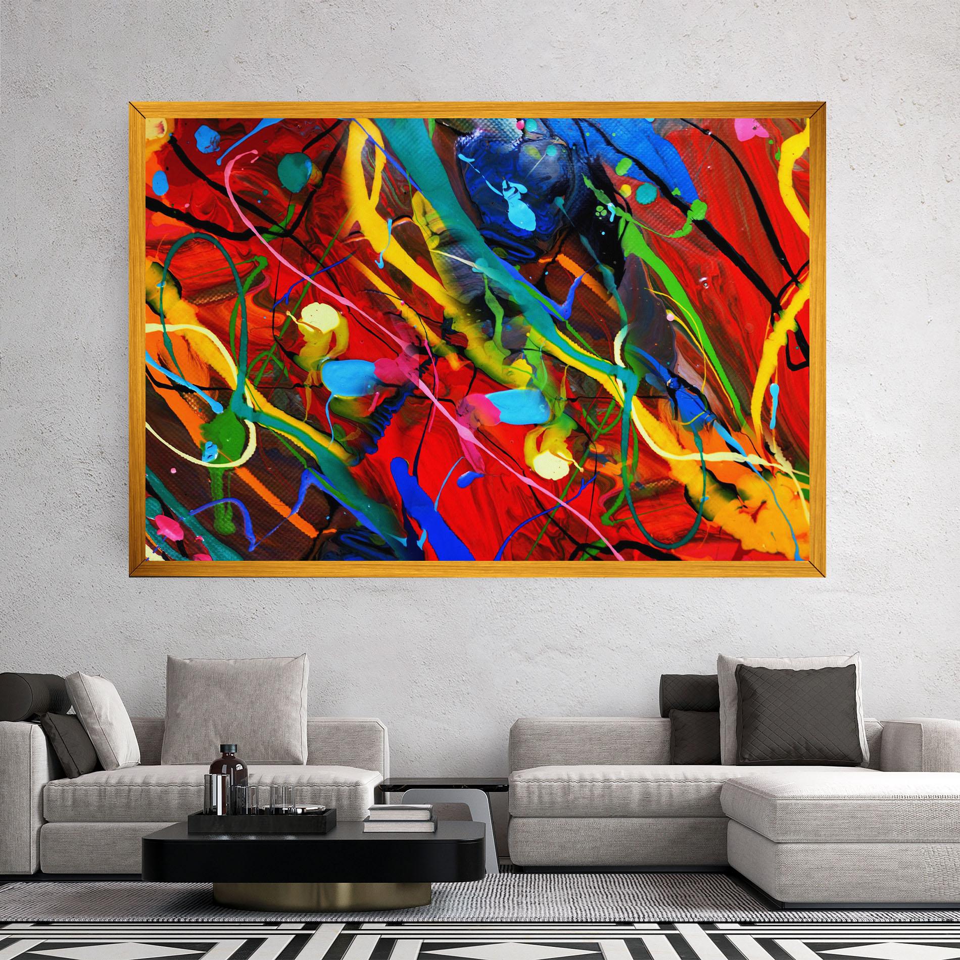 Tablou Canvas Hand Draw Red Painting mockup 2