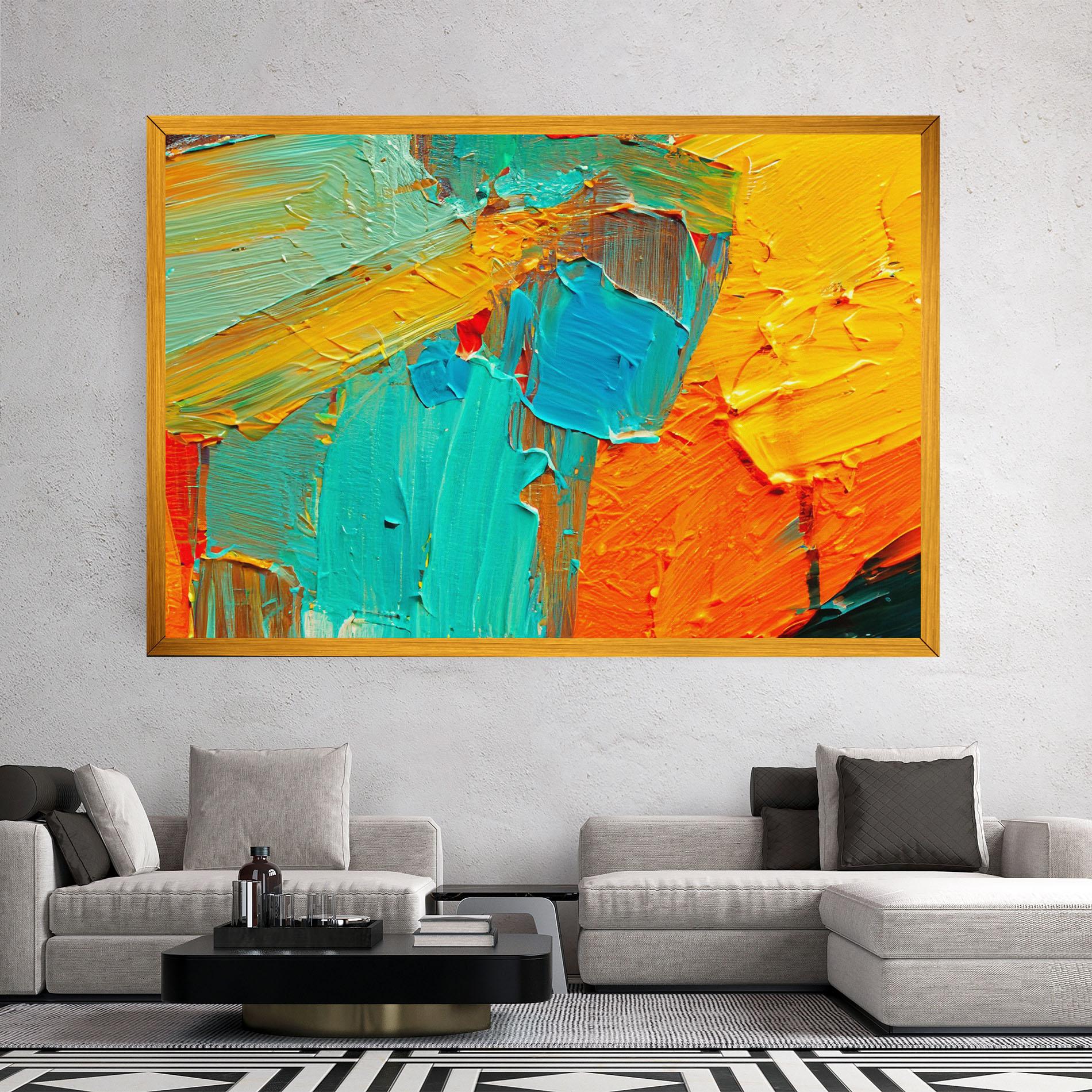 Tablou Canvas Orange Blue Painting mockup 2