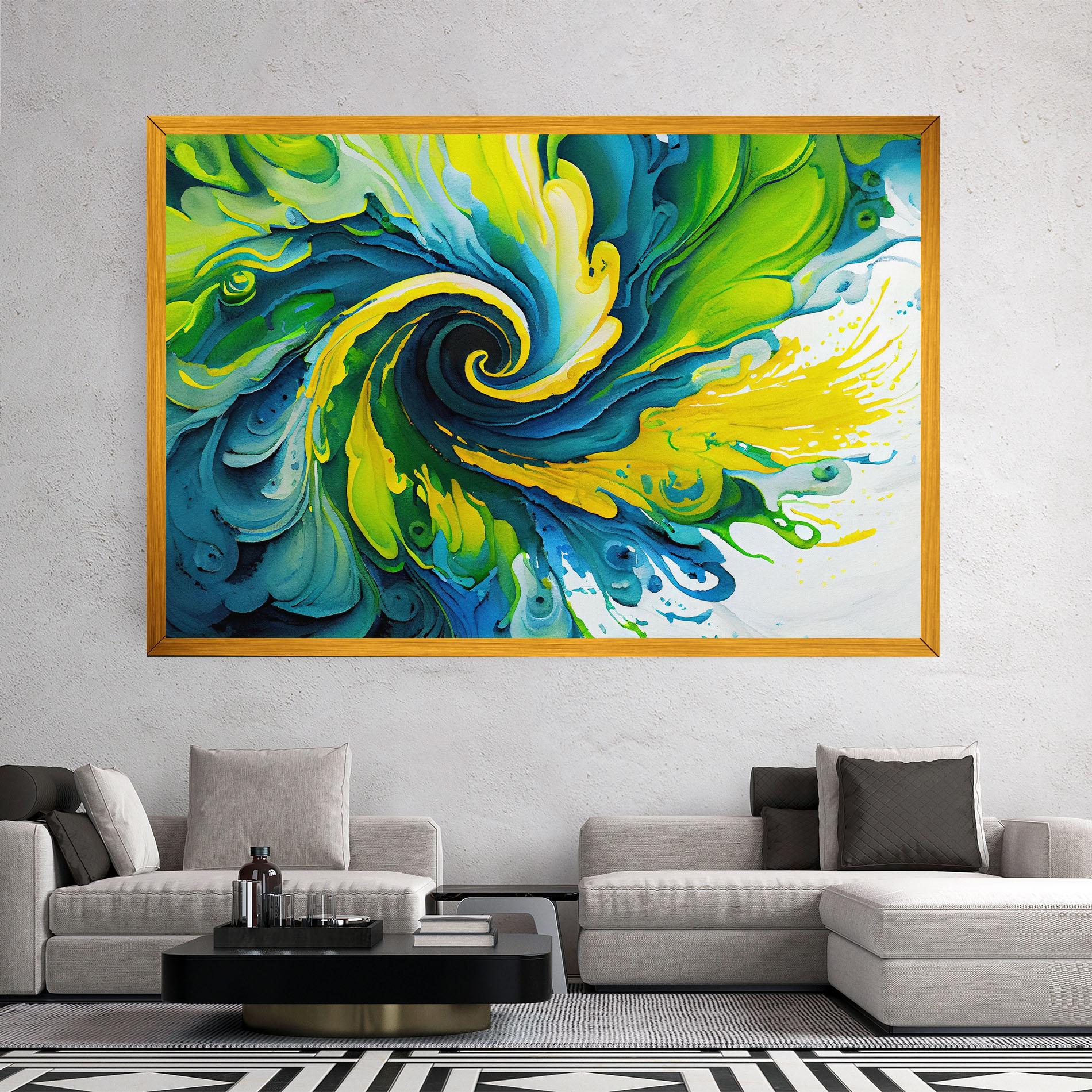 Tablou Canvas Yellow Green Spiral mockup 2