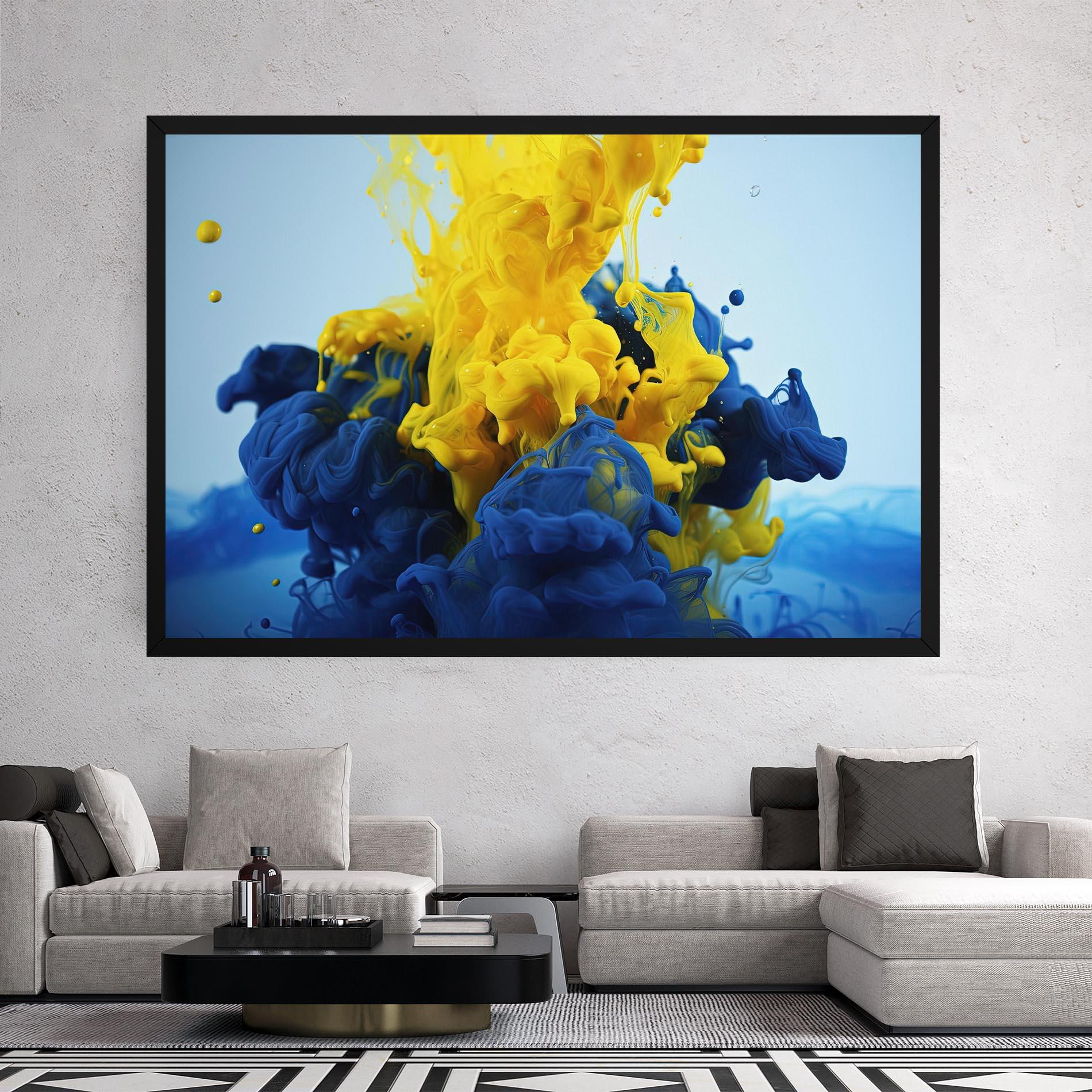 Tablou Canvas Blue Yellow Smoke mockup 2