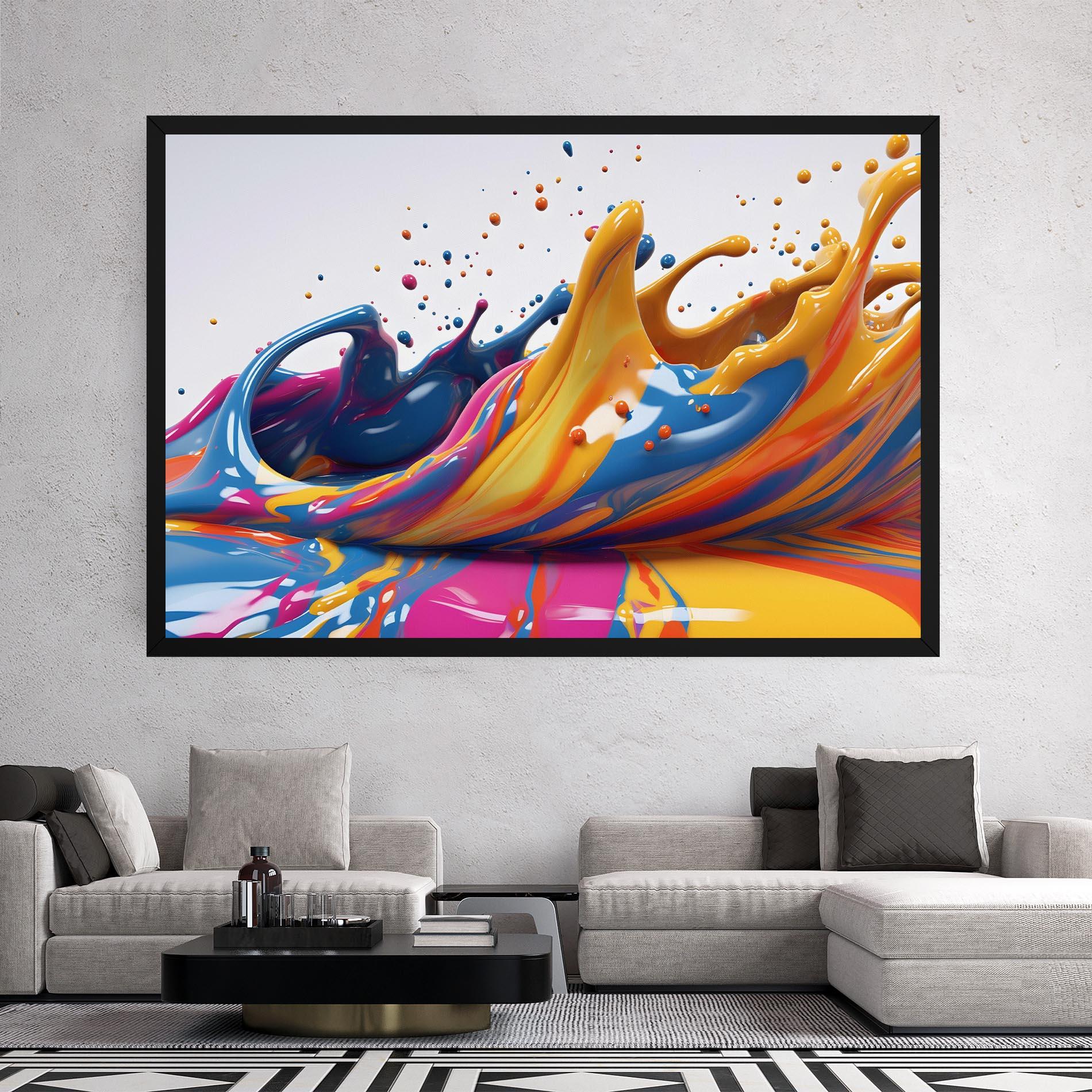 Tablou Canvas Colorful Liquid Yellow Splash mockup 2