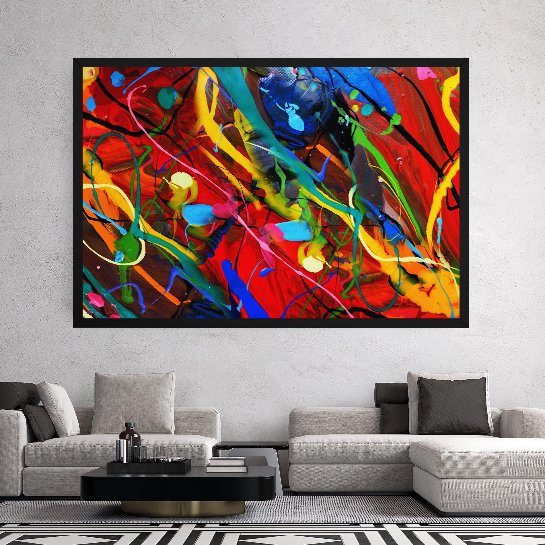 Tablou Canvas Hand Draw Red Painting mockup 2