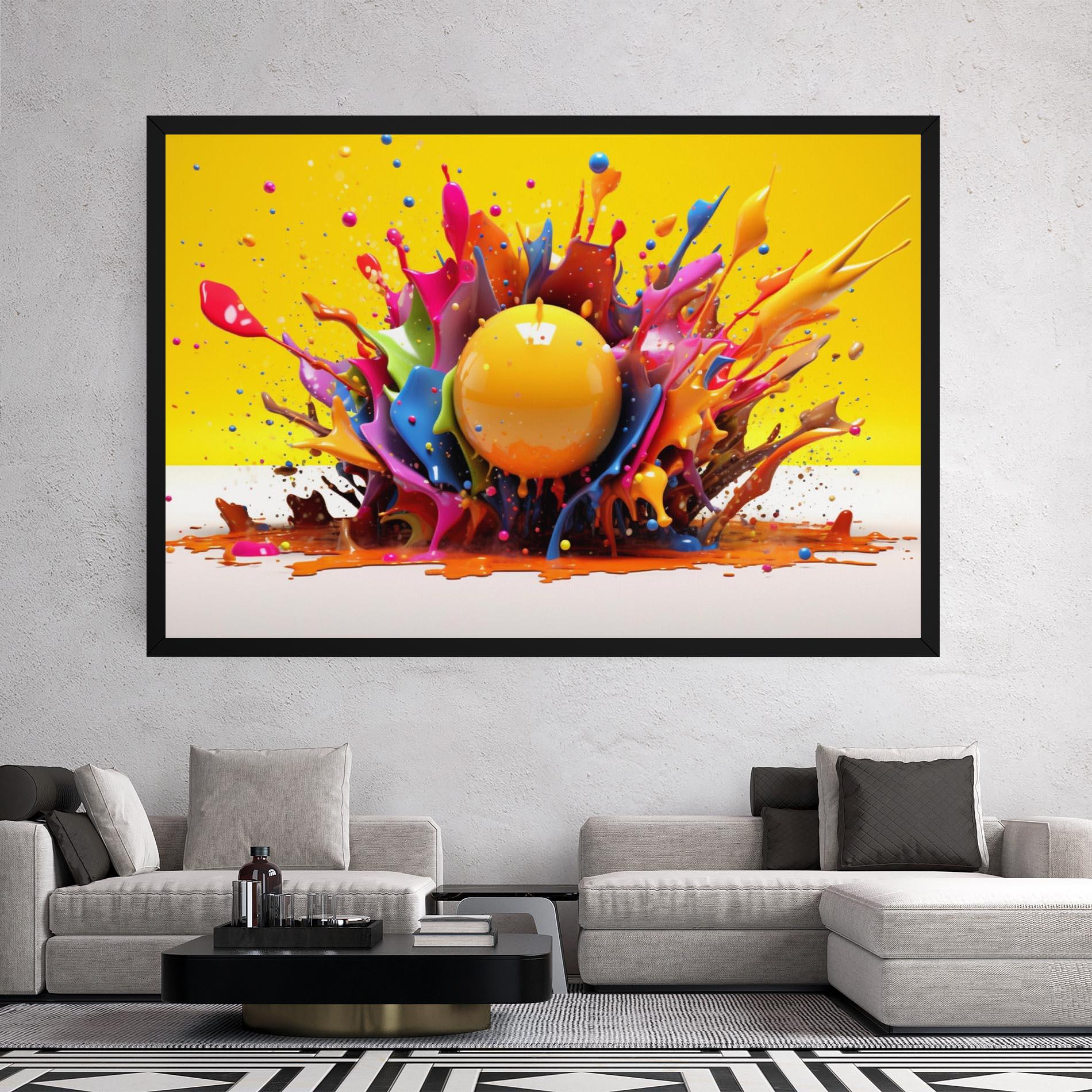 Tablou Canvas Yellow Ball Splash mockup 2