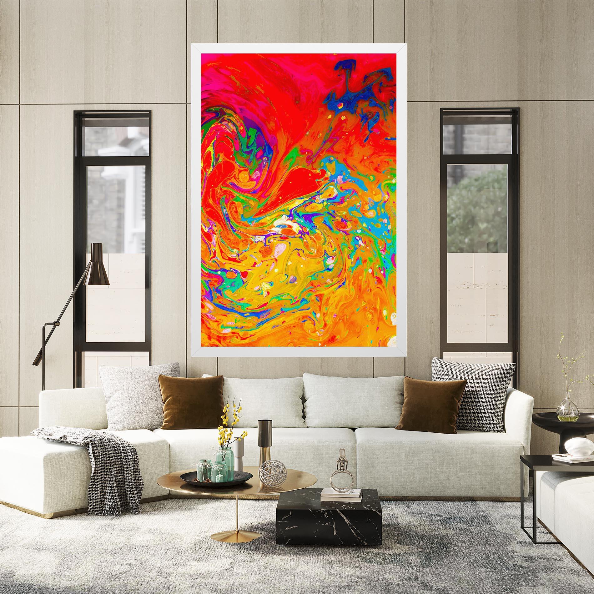 Tablou Canvas Marbling Orange Art mockup 2