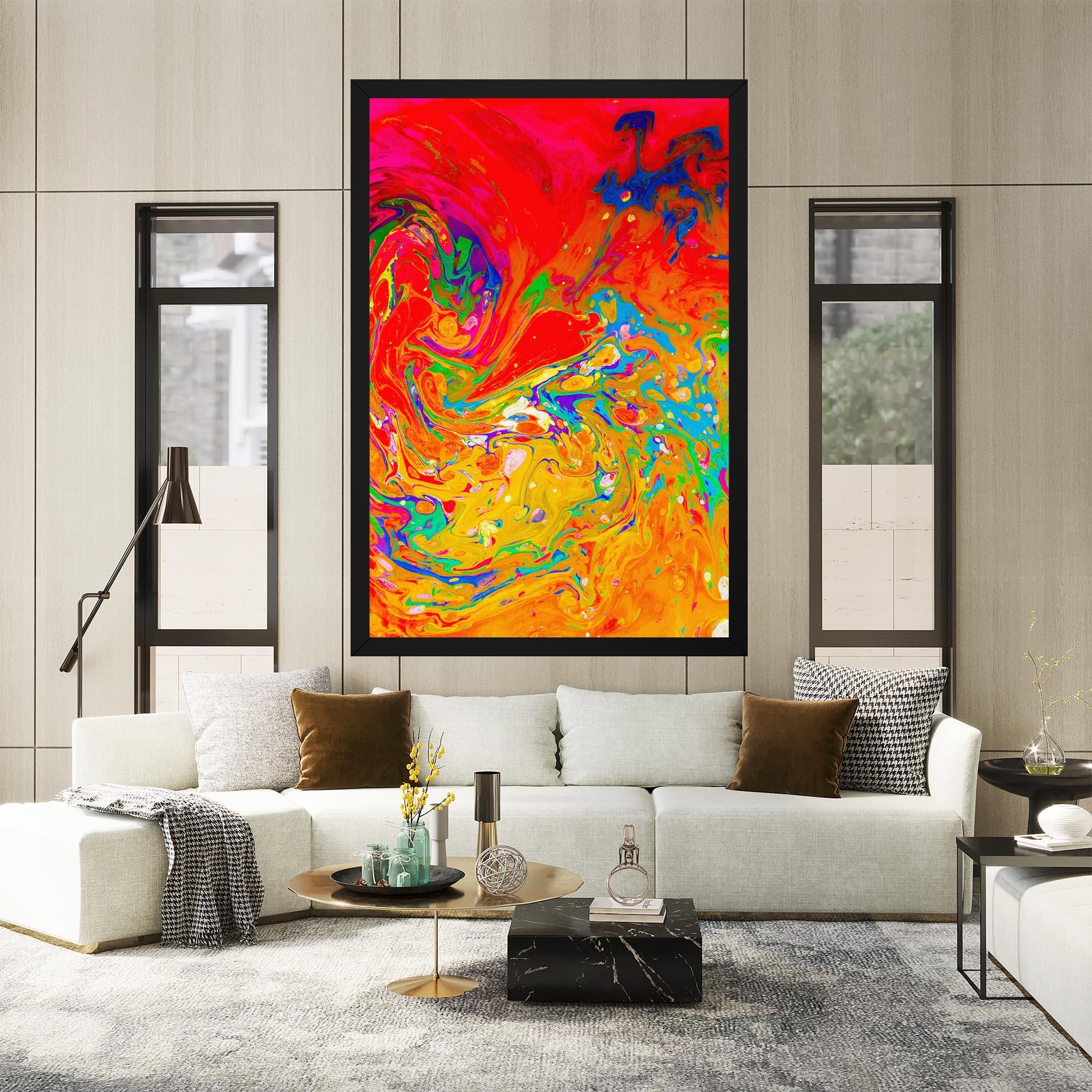 Tablou Canvas Marbling Orange Art mockup 2