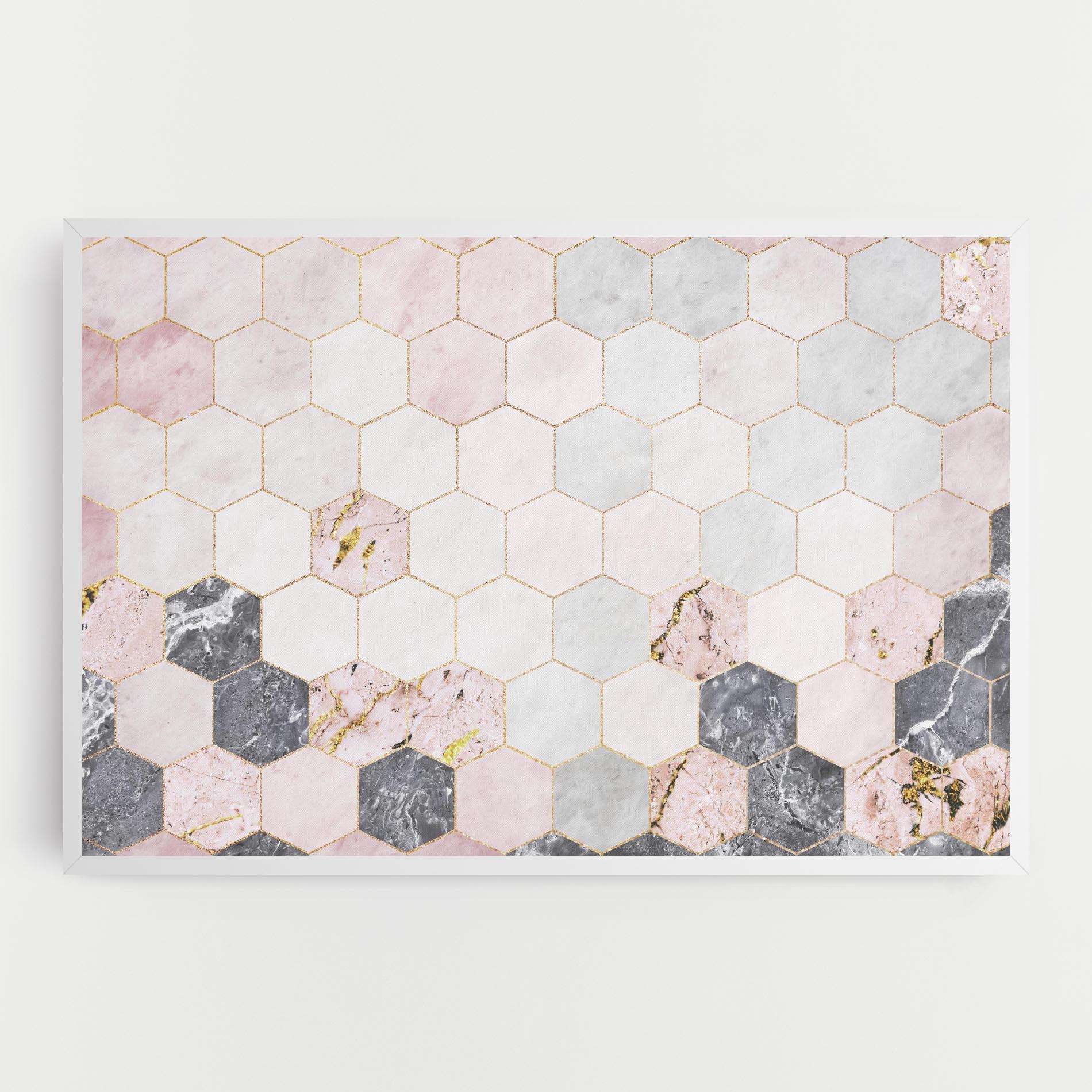 Tablou Canvas Grey Pink Hexagon mockup 0