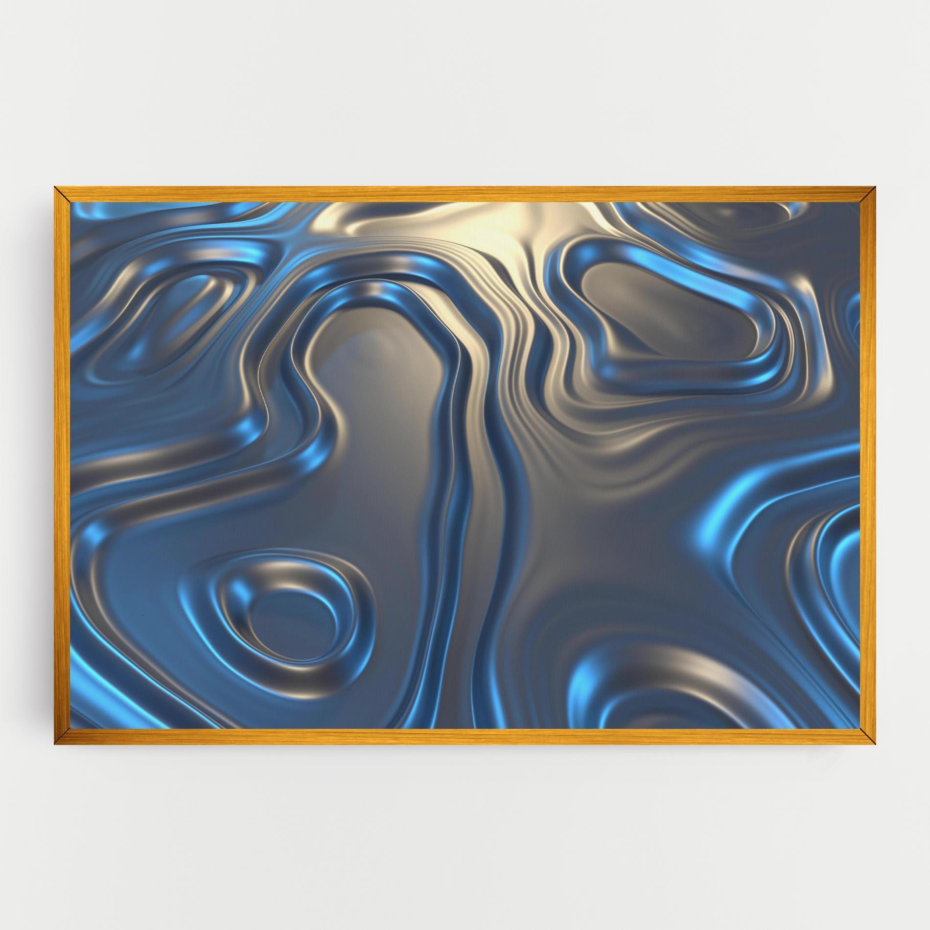 Tablou Canvas Blue Silver Liquid mockup 0