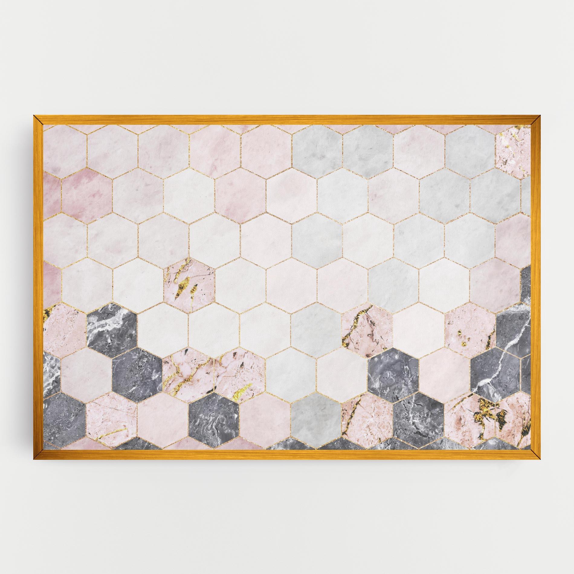 Tablou Canvas Grey Pink Hexagon mockup 0