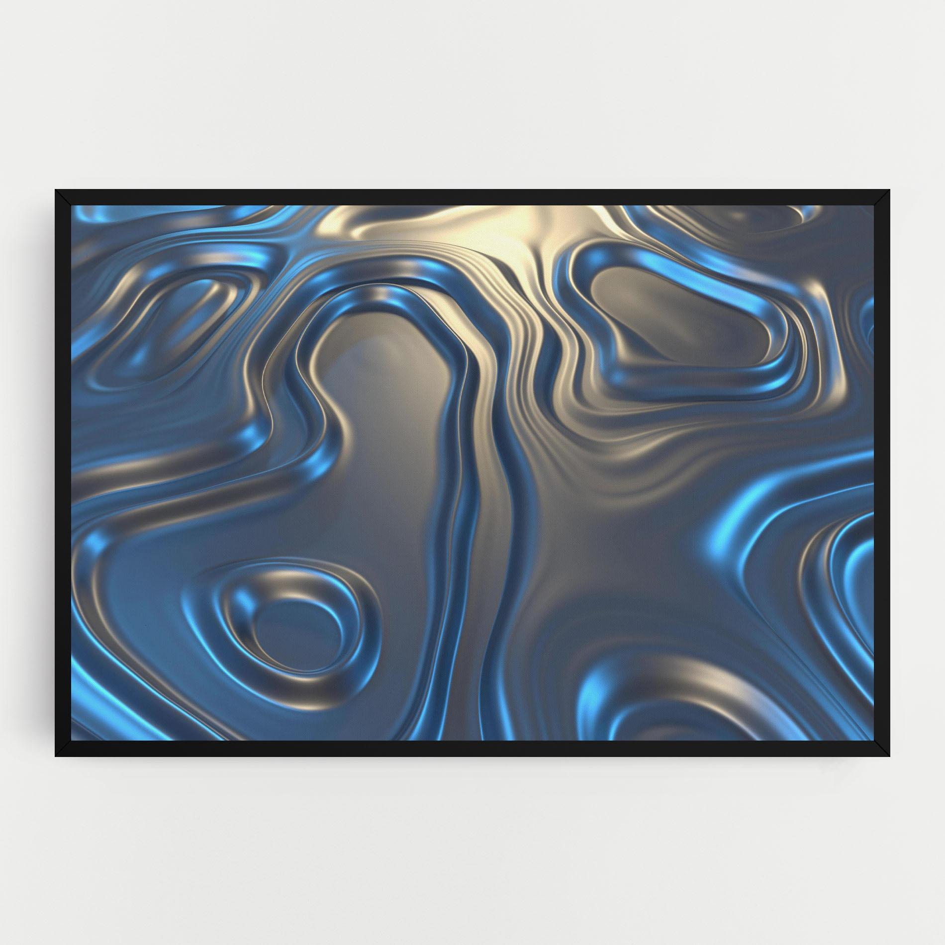 Tablou Canvas Blue Silver Liquid mockup 0