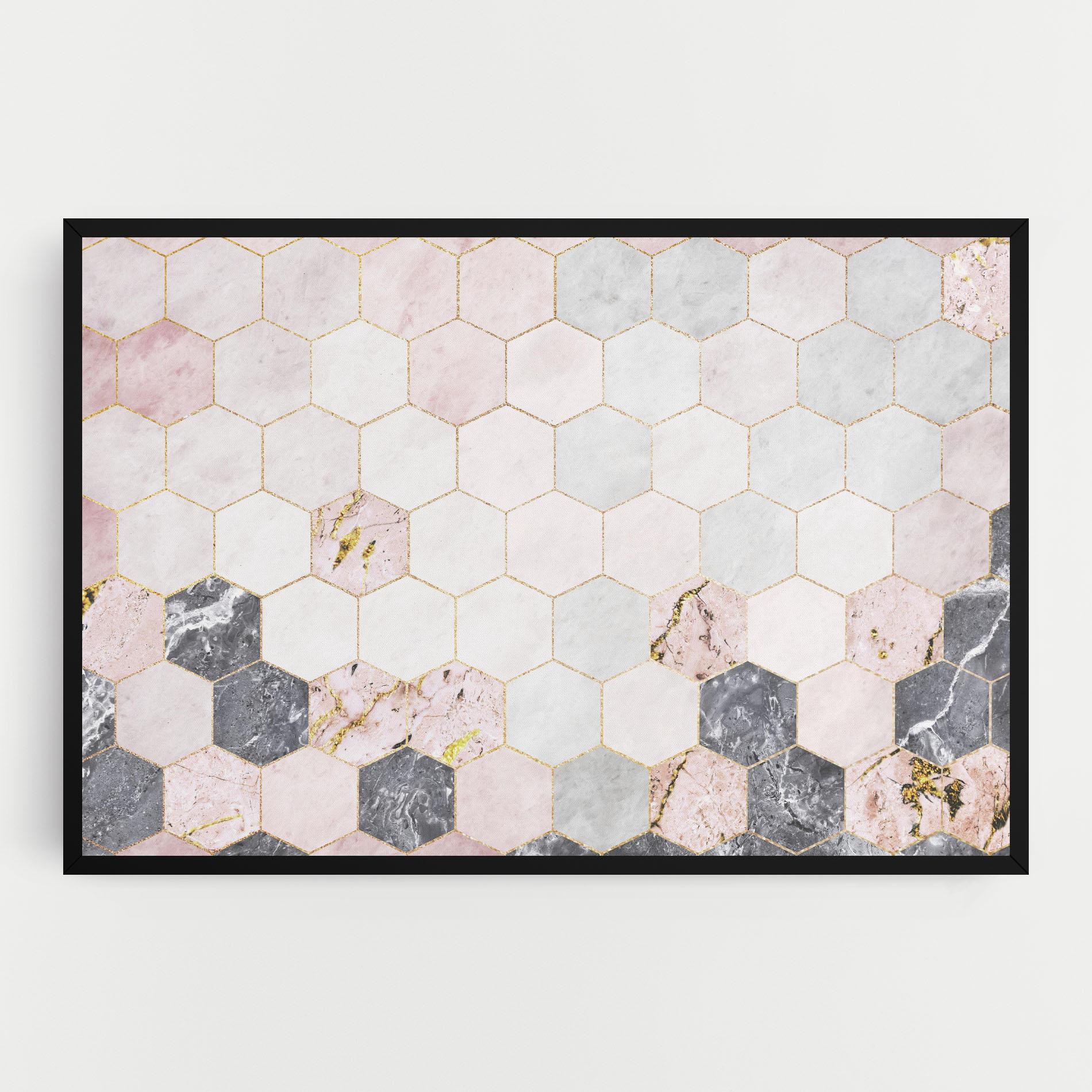 Tablou Canvas Grey Pink Hexagon mockup 0