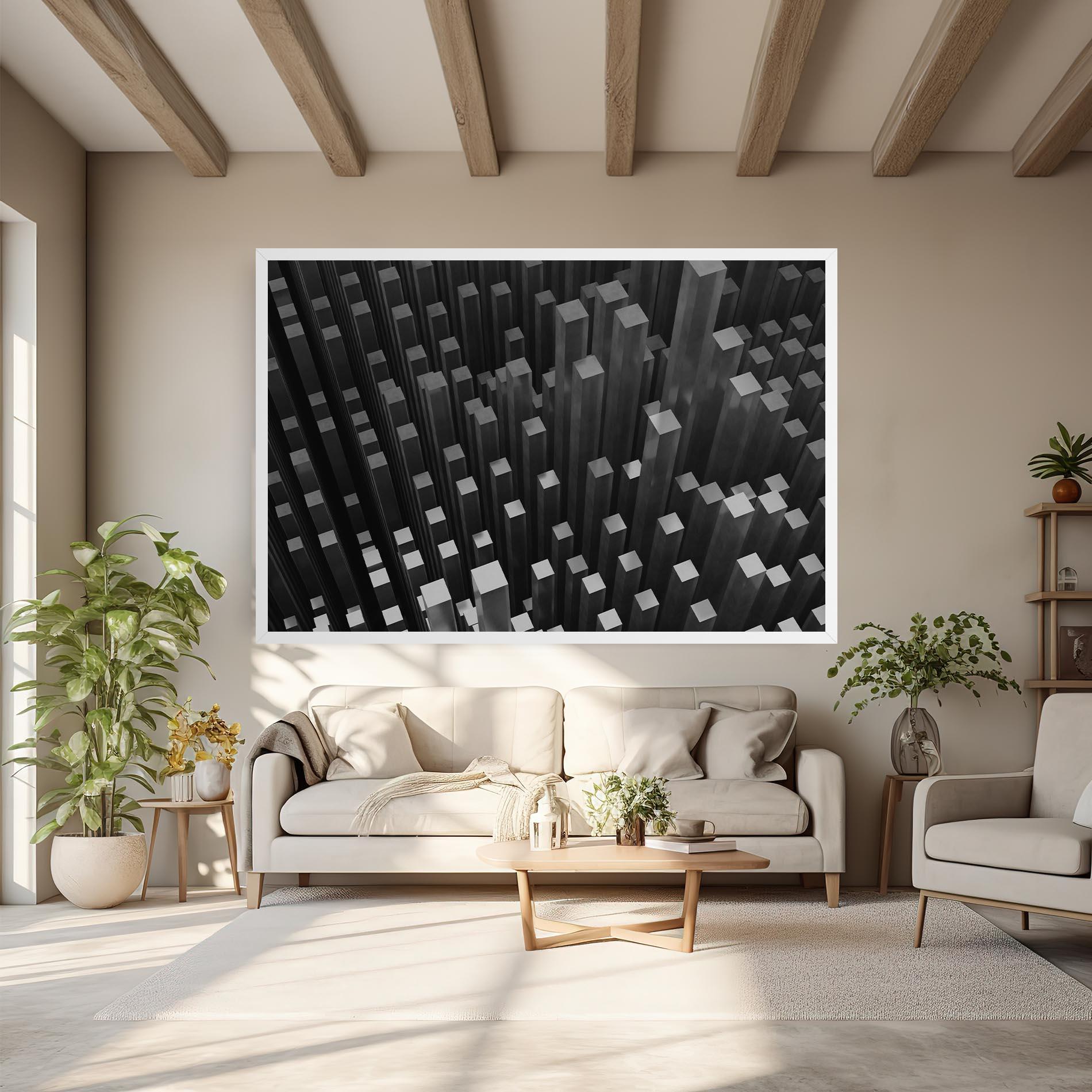 Tablou Canvas Black Block Pattern mockup 6