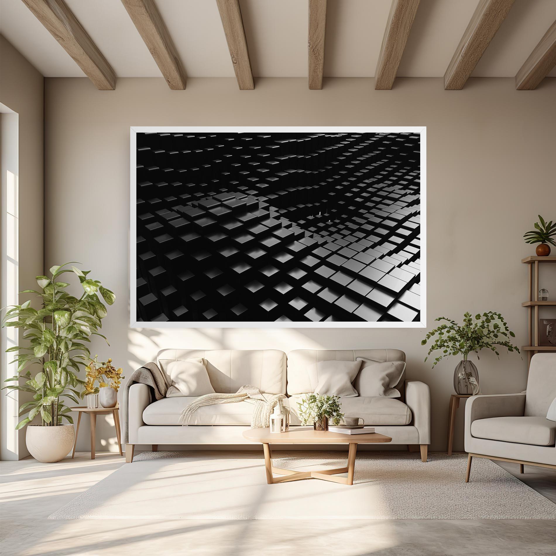 Tablou Canvas Black Square Wave mockup 6