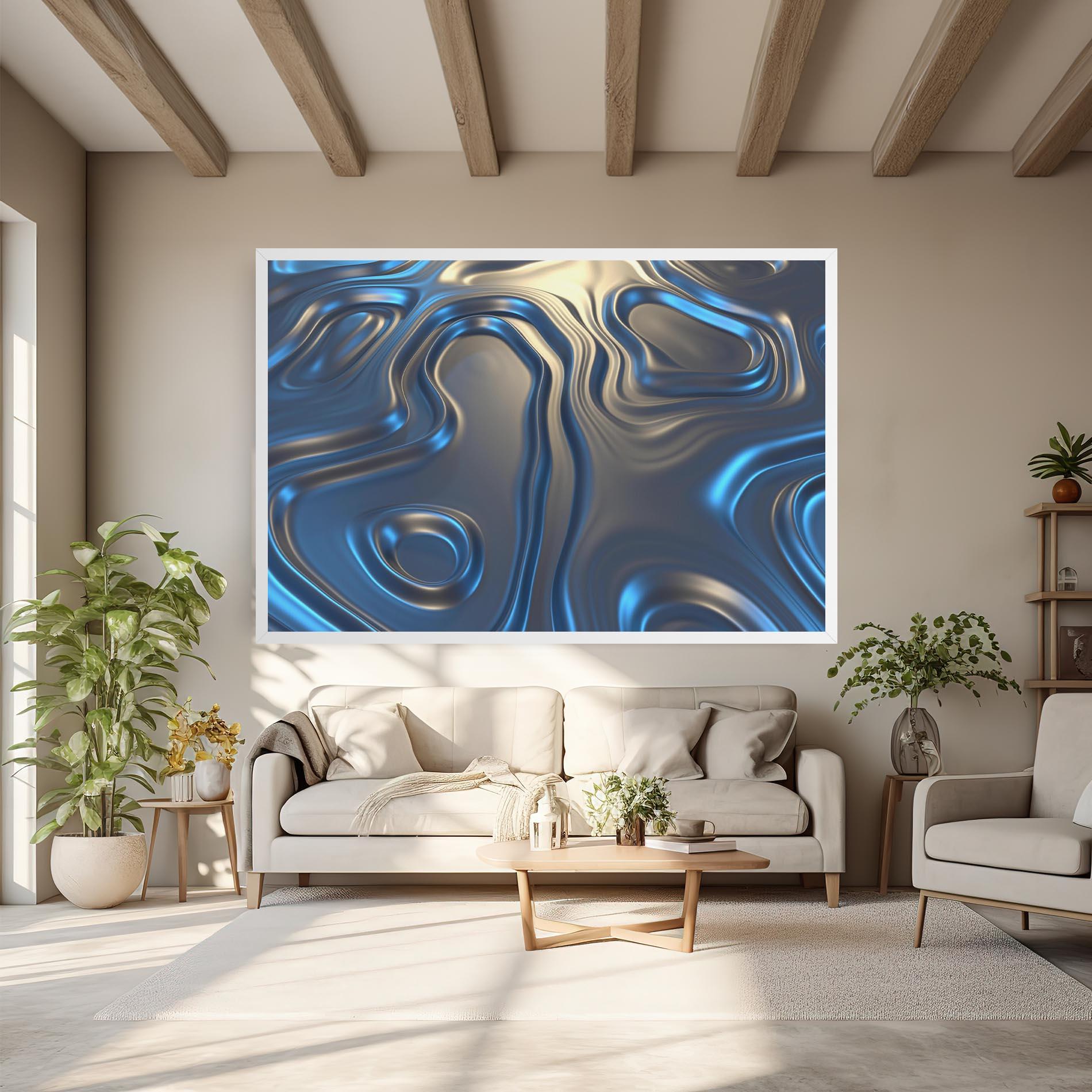 Tablou Canvas Blue Silver Liquid mockup 6