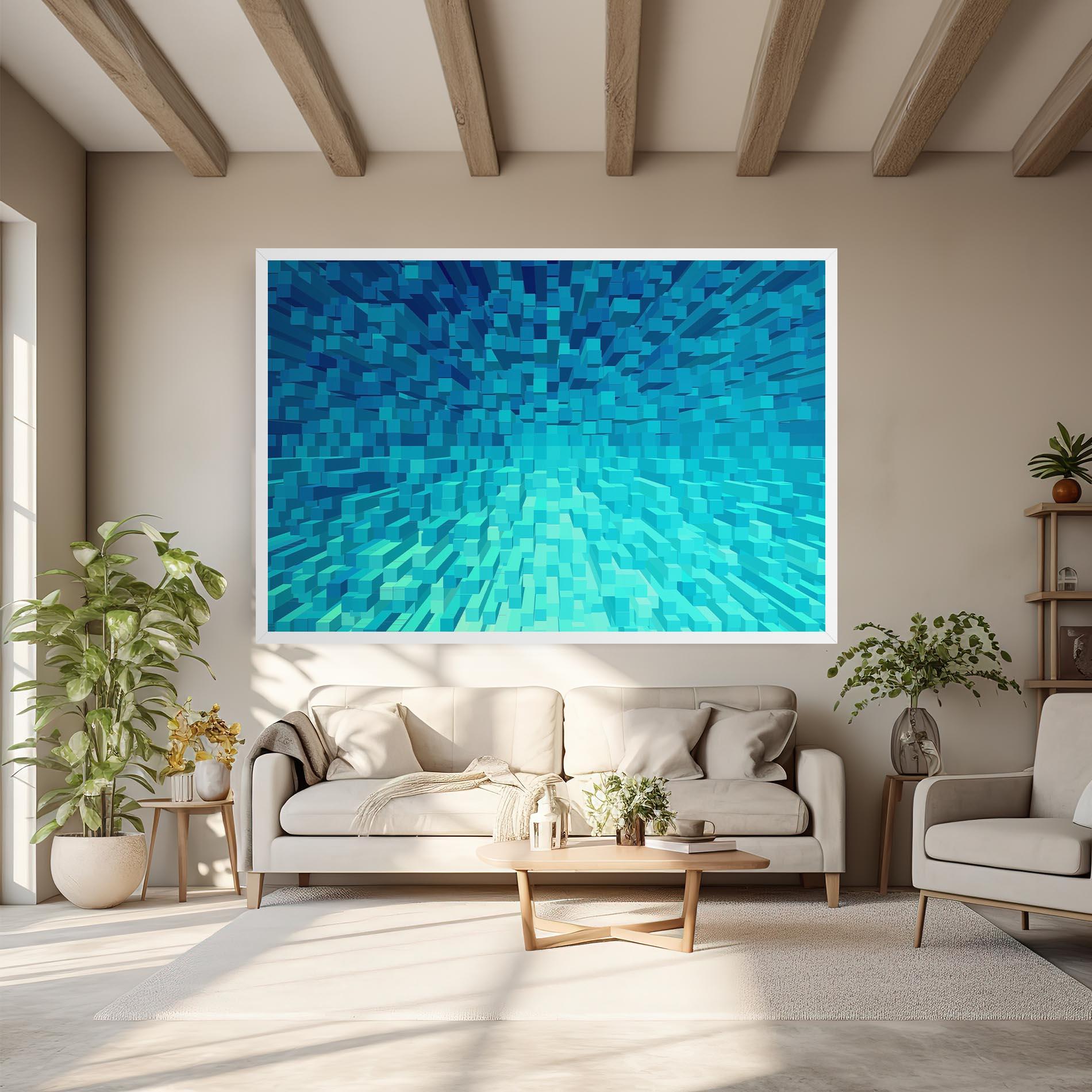 Tablou Canvas Blue Square Mix mockup 6