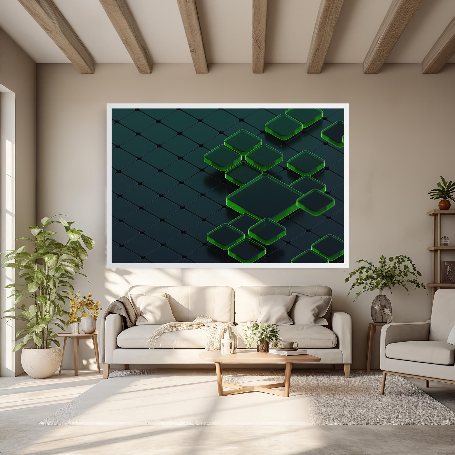 Green Square Floating mockup 6