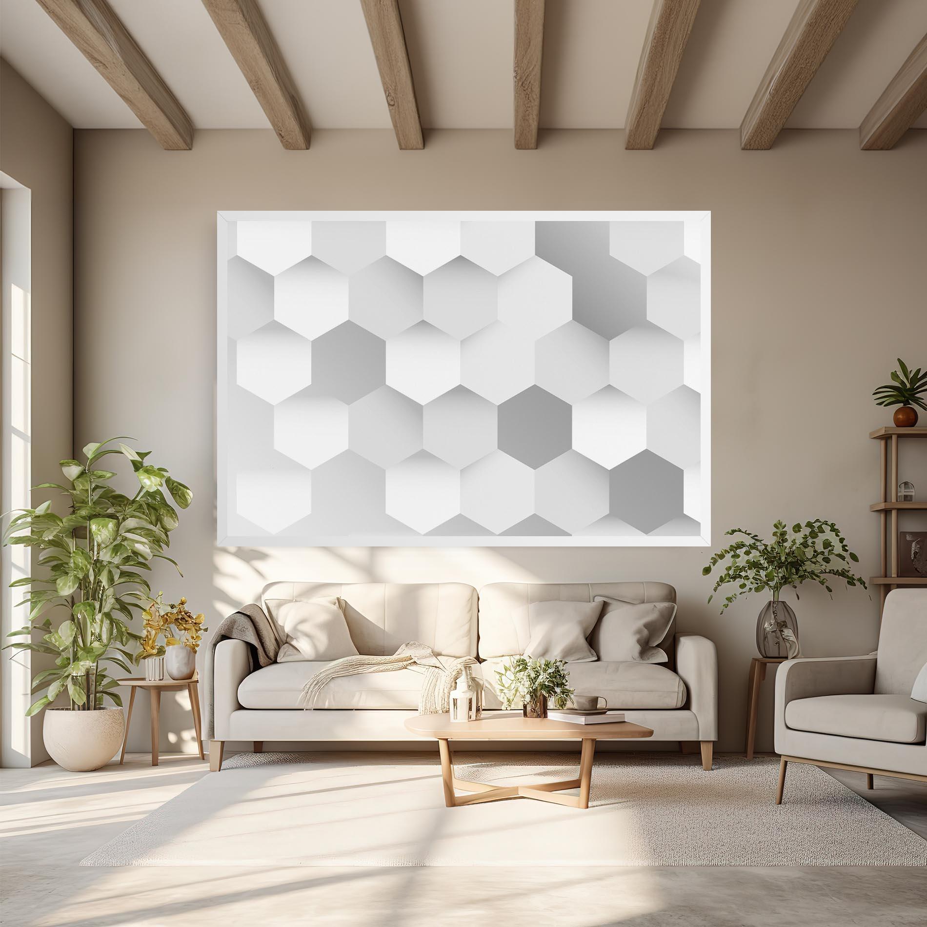 Tablou Canvas Grey White Triangle mockup 6