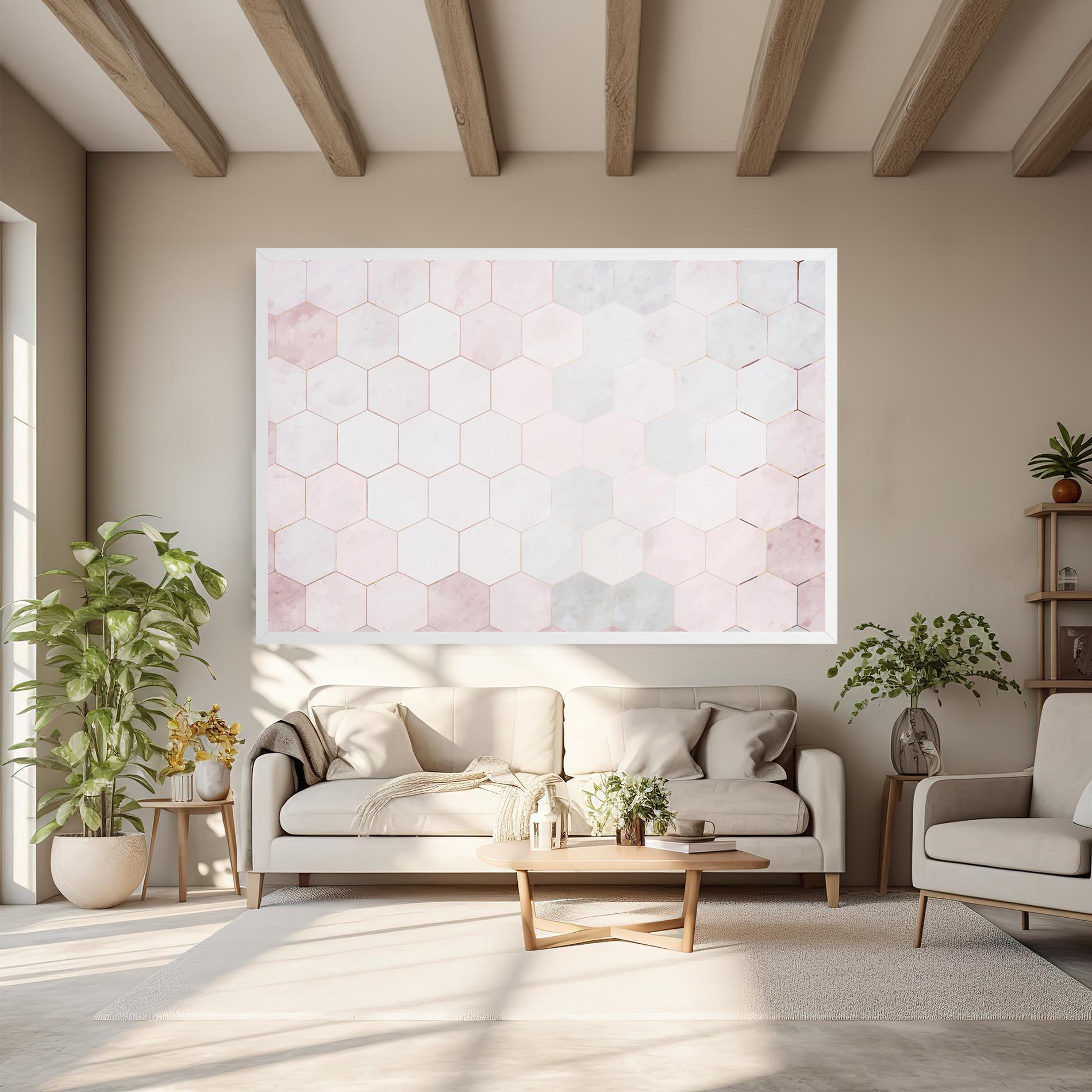 Tablou Canvas Hexagon Pink mockup 6