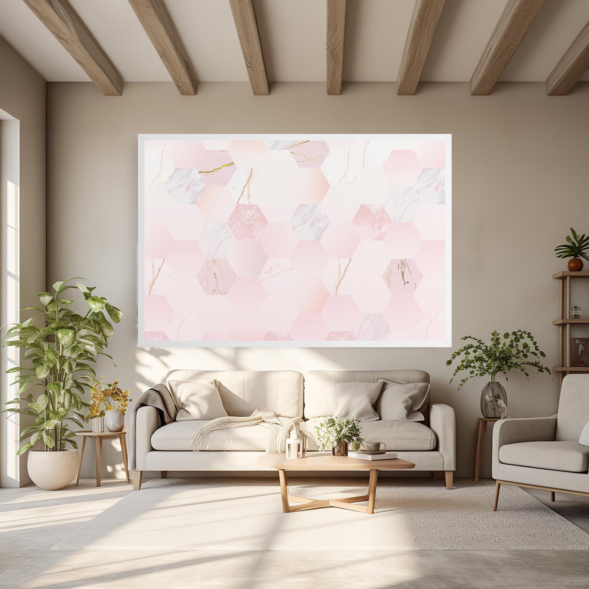 Tablou Canvas Pink Hexanon mockup 6
