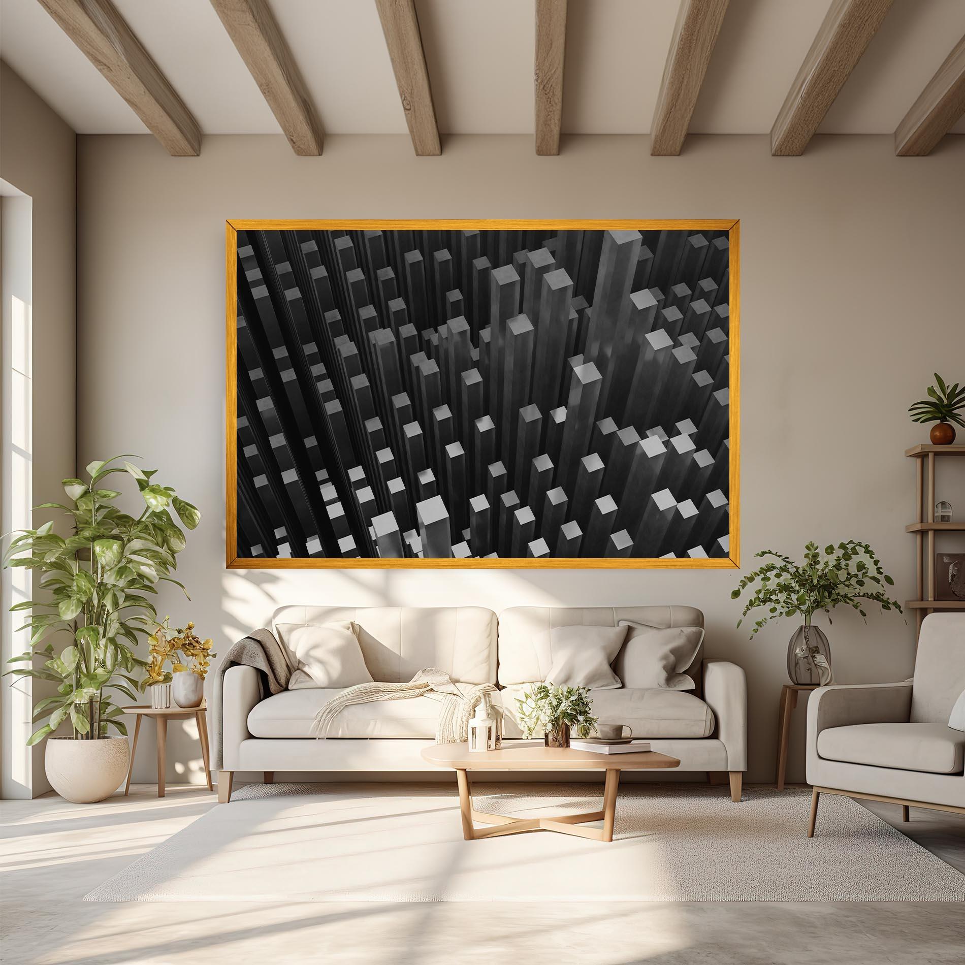 Tablou Canvas Black Block Pattern mockup 6