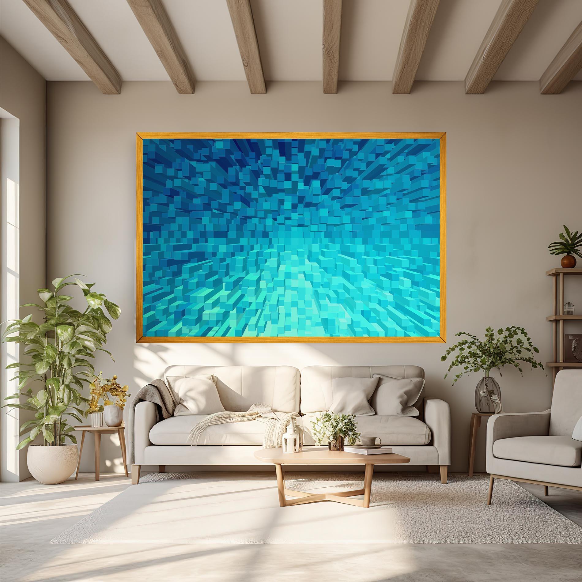 Tablou Canvas Blue Square Mix mockup 6