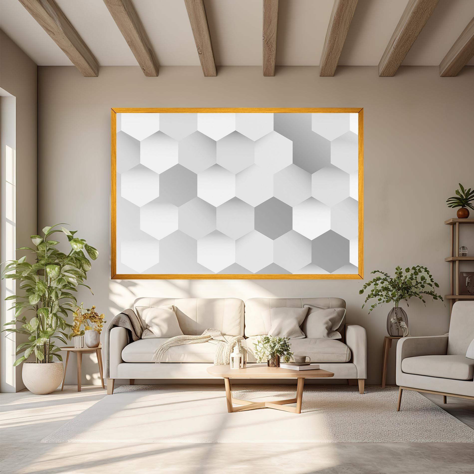 Tablou Canvas Grey White Triangle mockup 6