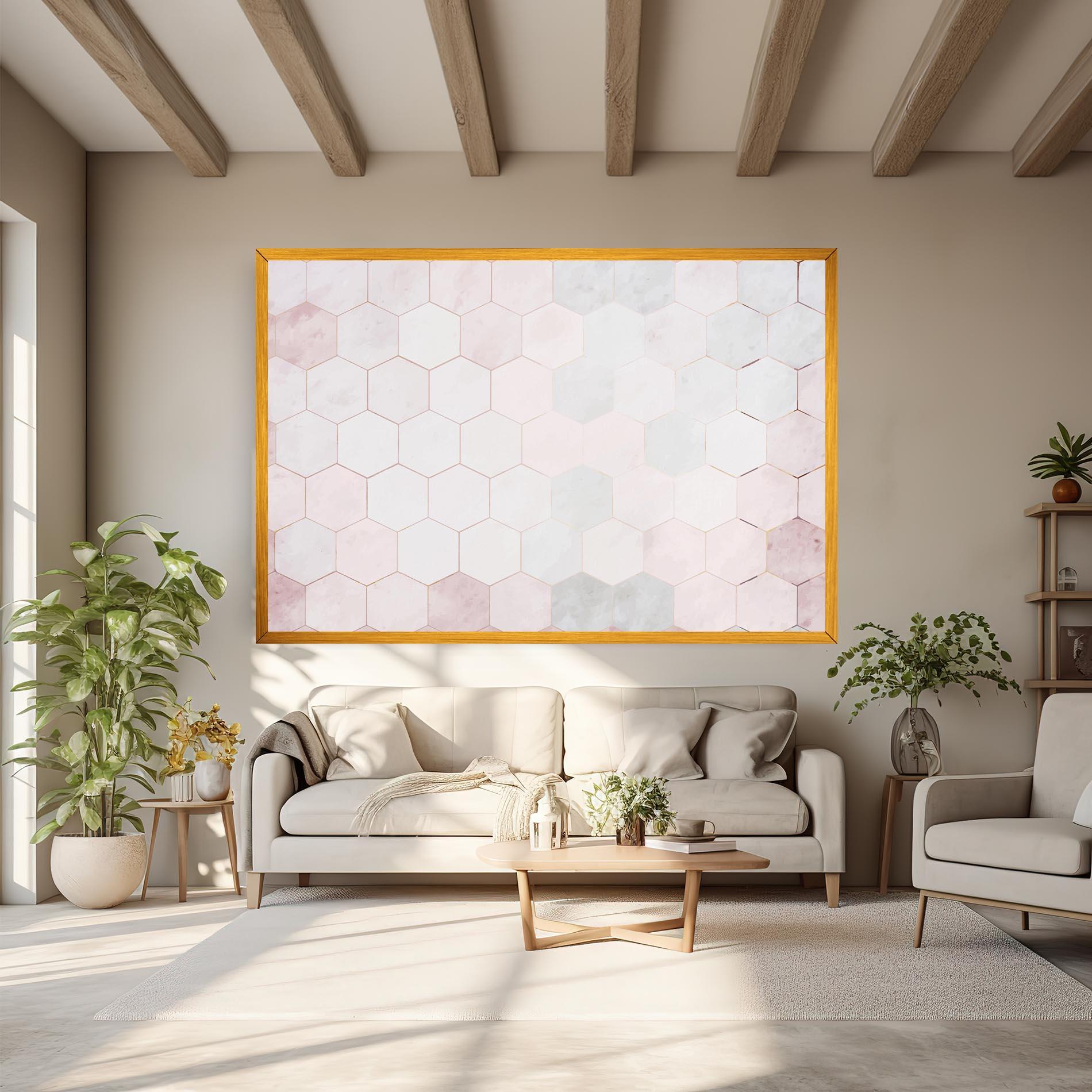 Tablou Canvas Hexagon Pink mockup 6