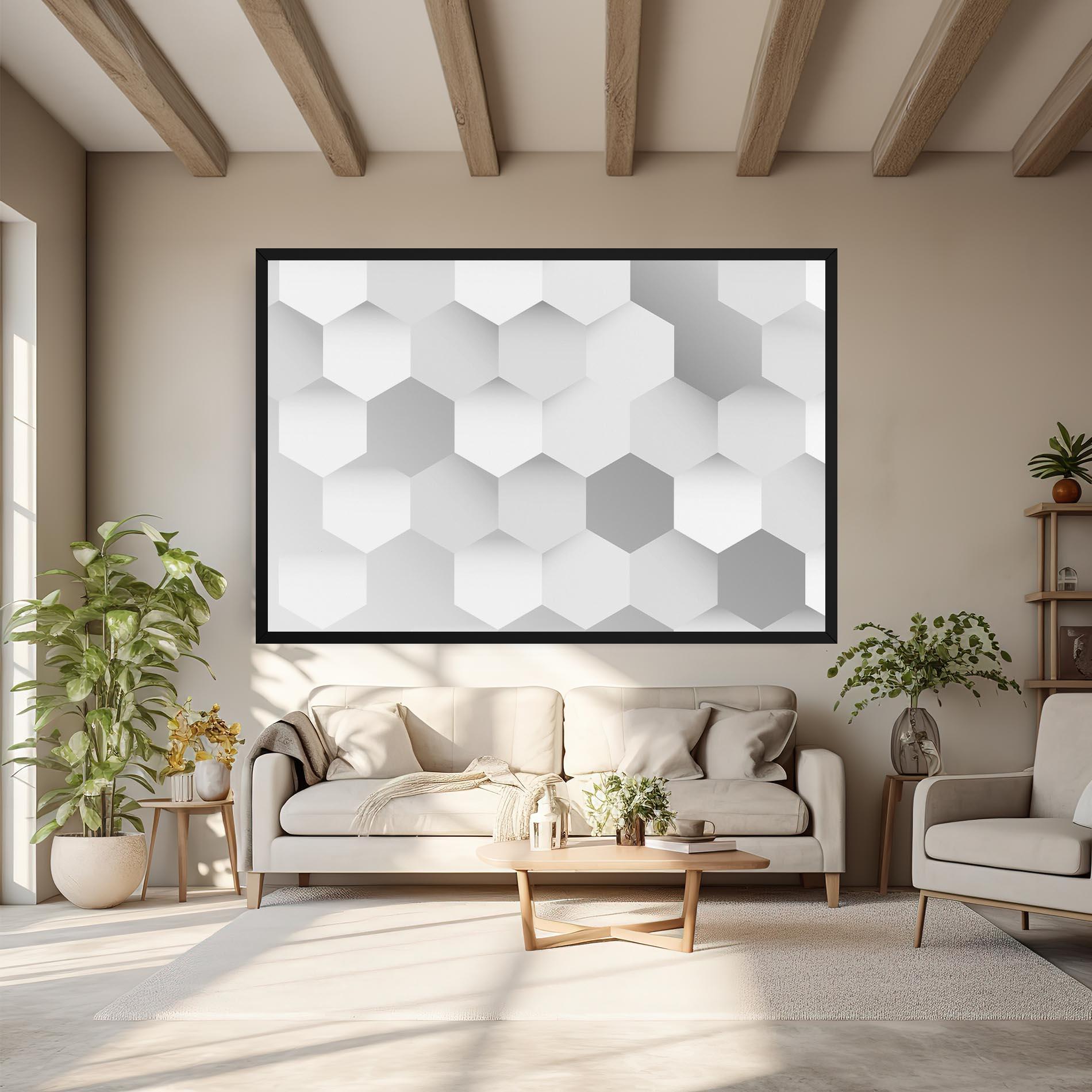 Tablou Canvas Grey White Triangle mockup 6