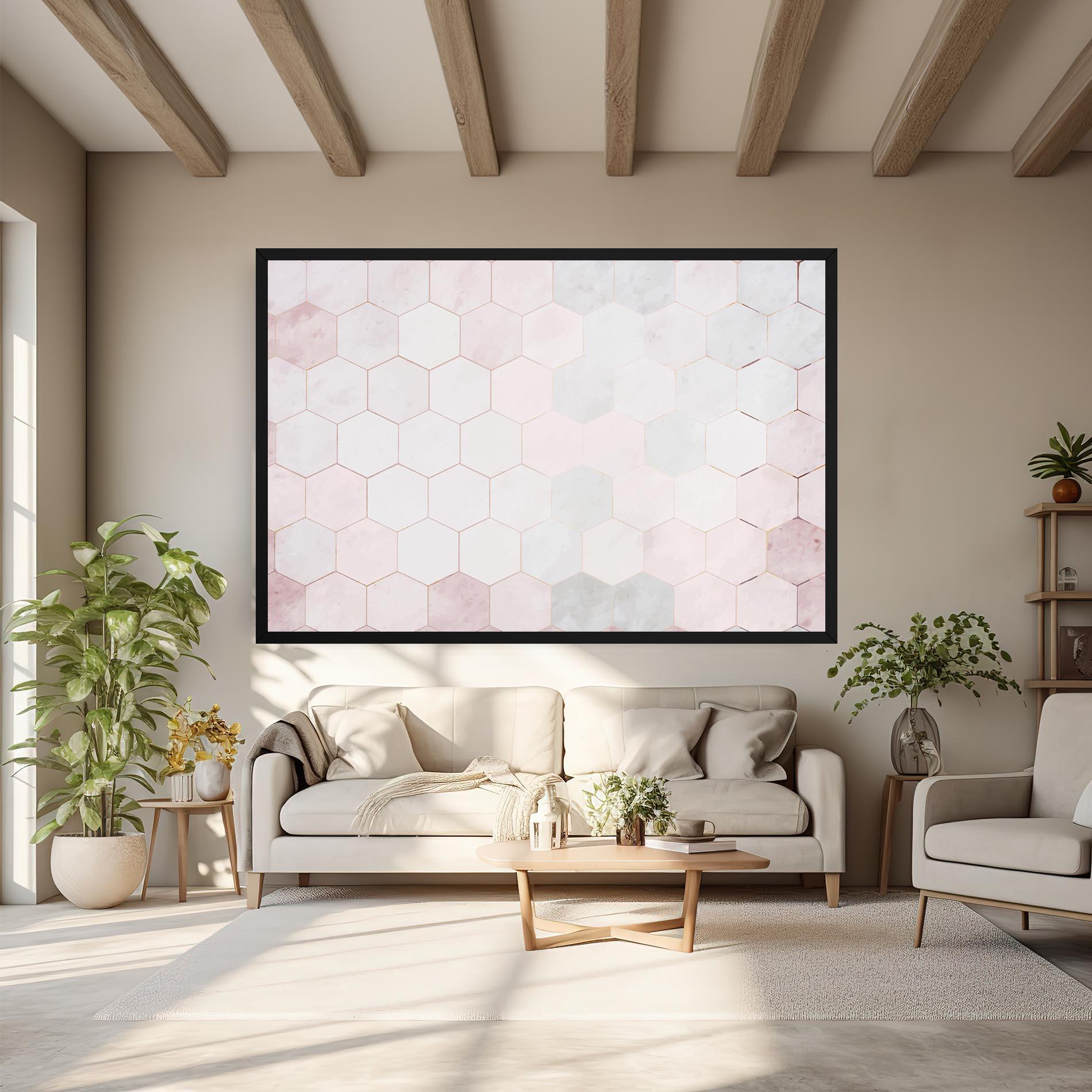 Tablou Canvas Hexagon Pink mockup 6
