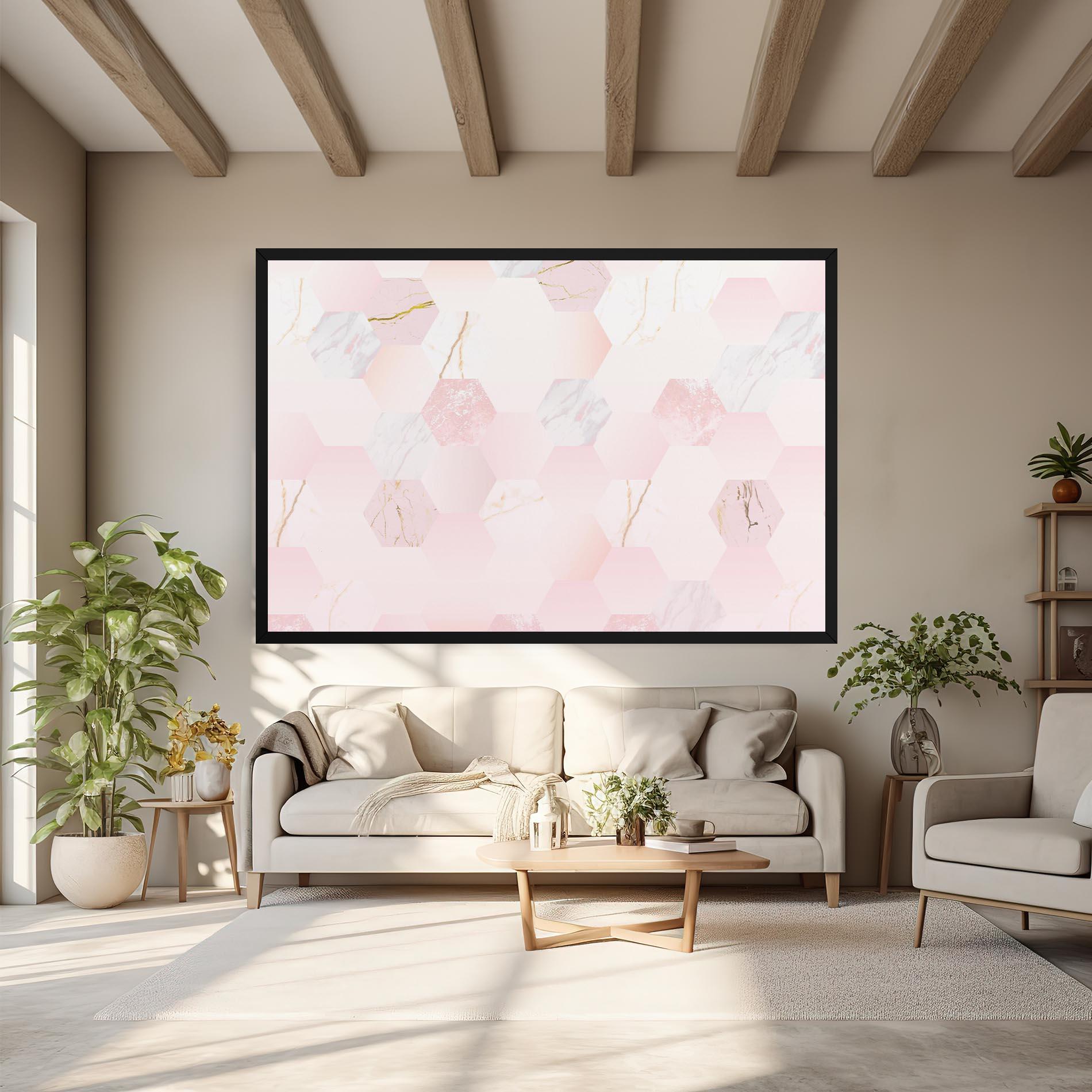 Tablou Canvas Pink Hexanon mockup 6