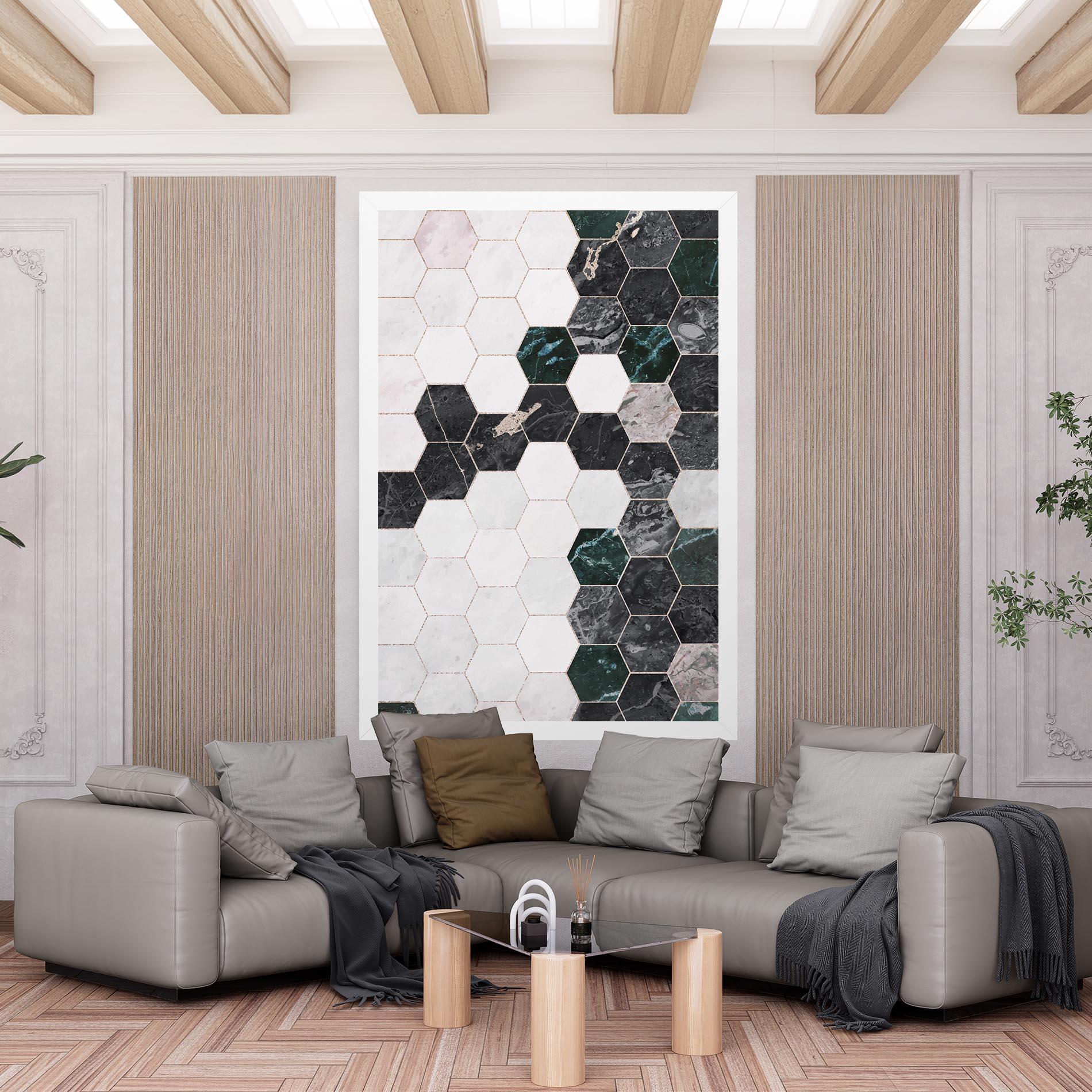 Tablou Canvas Green Hexagon mockup 6