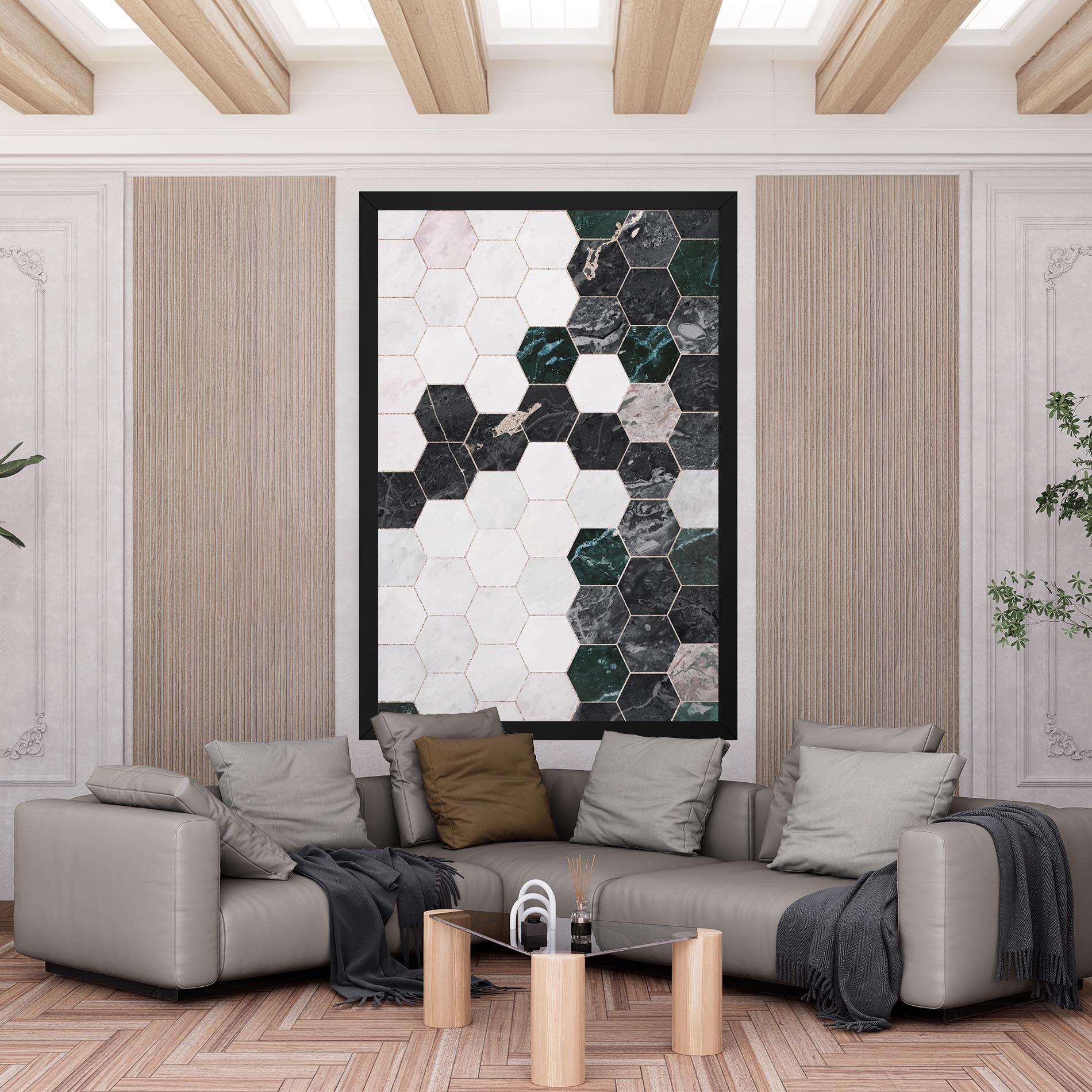 Tablou Canvas Green Hexagon mockup 6