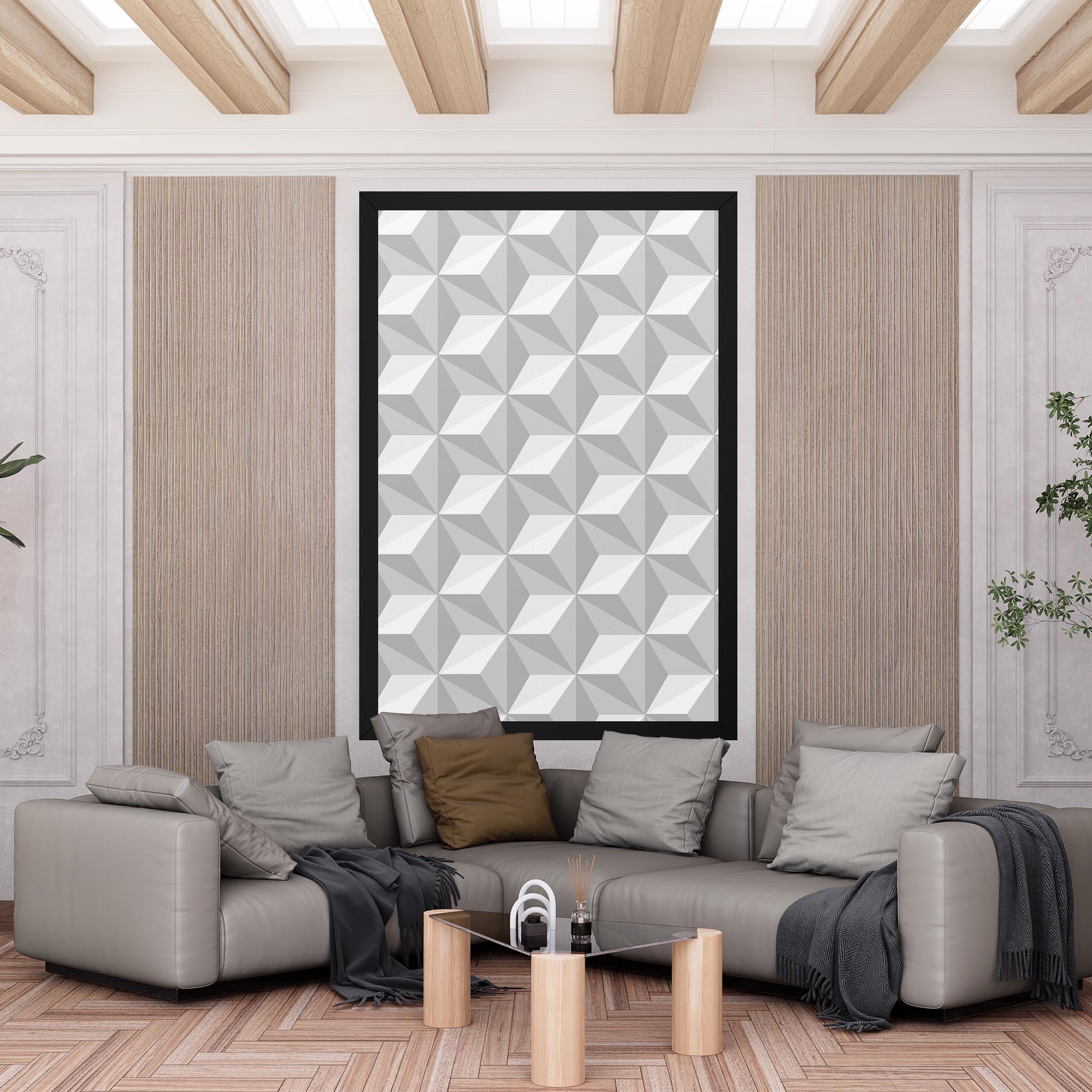 Tablou Canvas White Triangle Pattern mockup 6