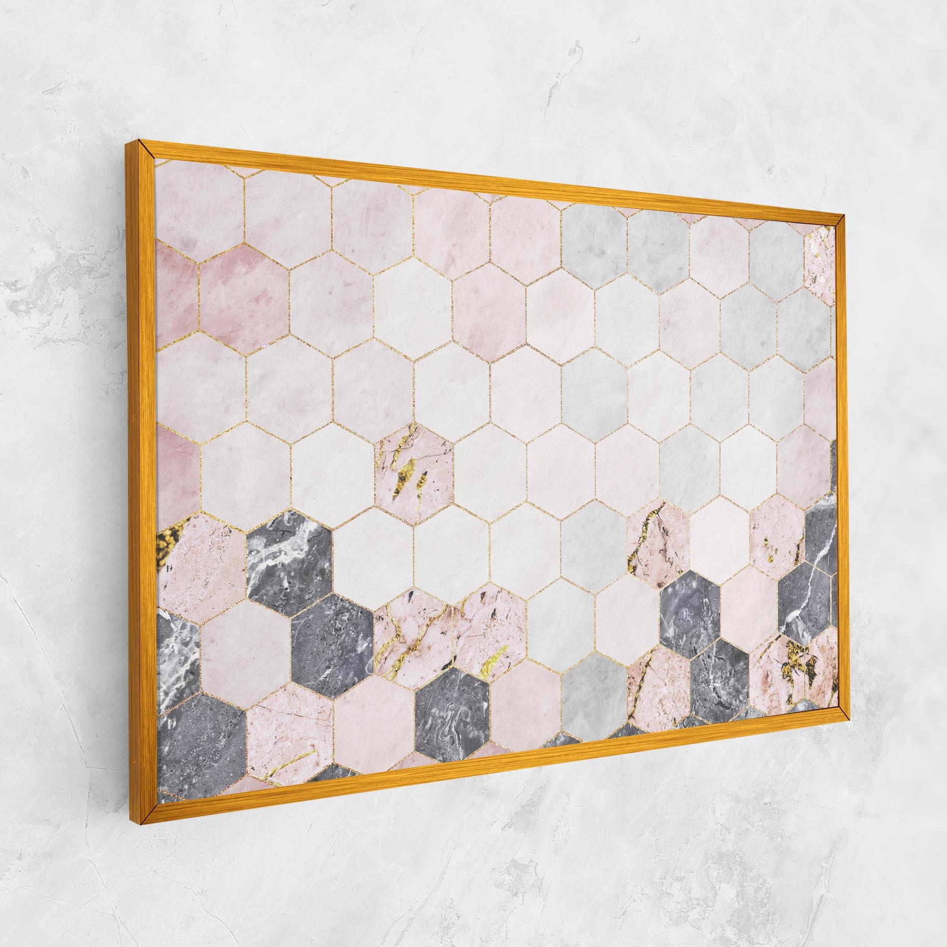 Tablou Canvas Grey Pink Hexagon mockup 1