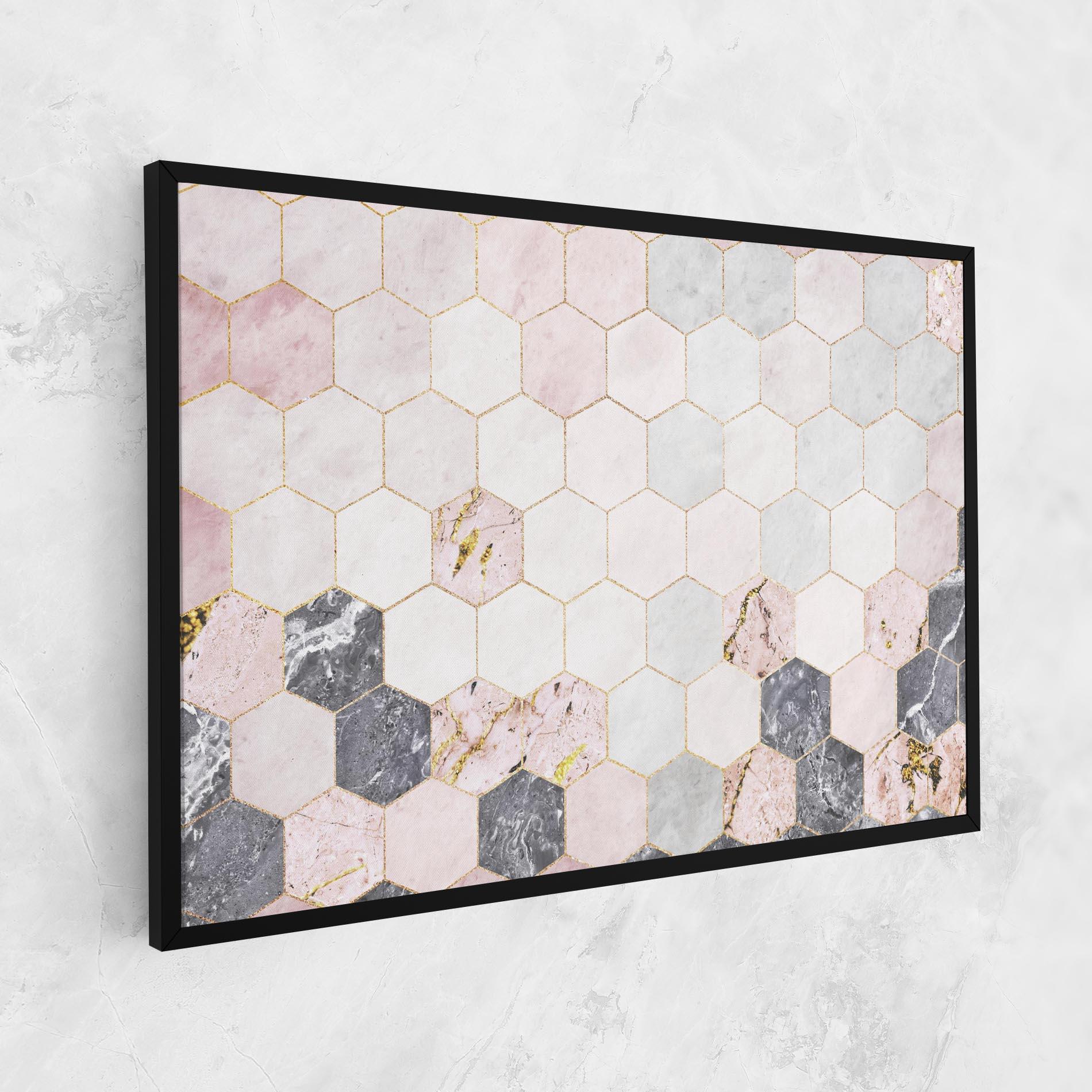 Tablou Canvas Grey Pink Hexagon mockup 1