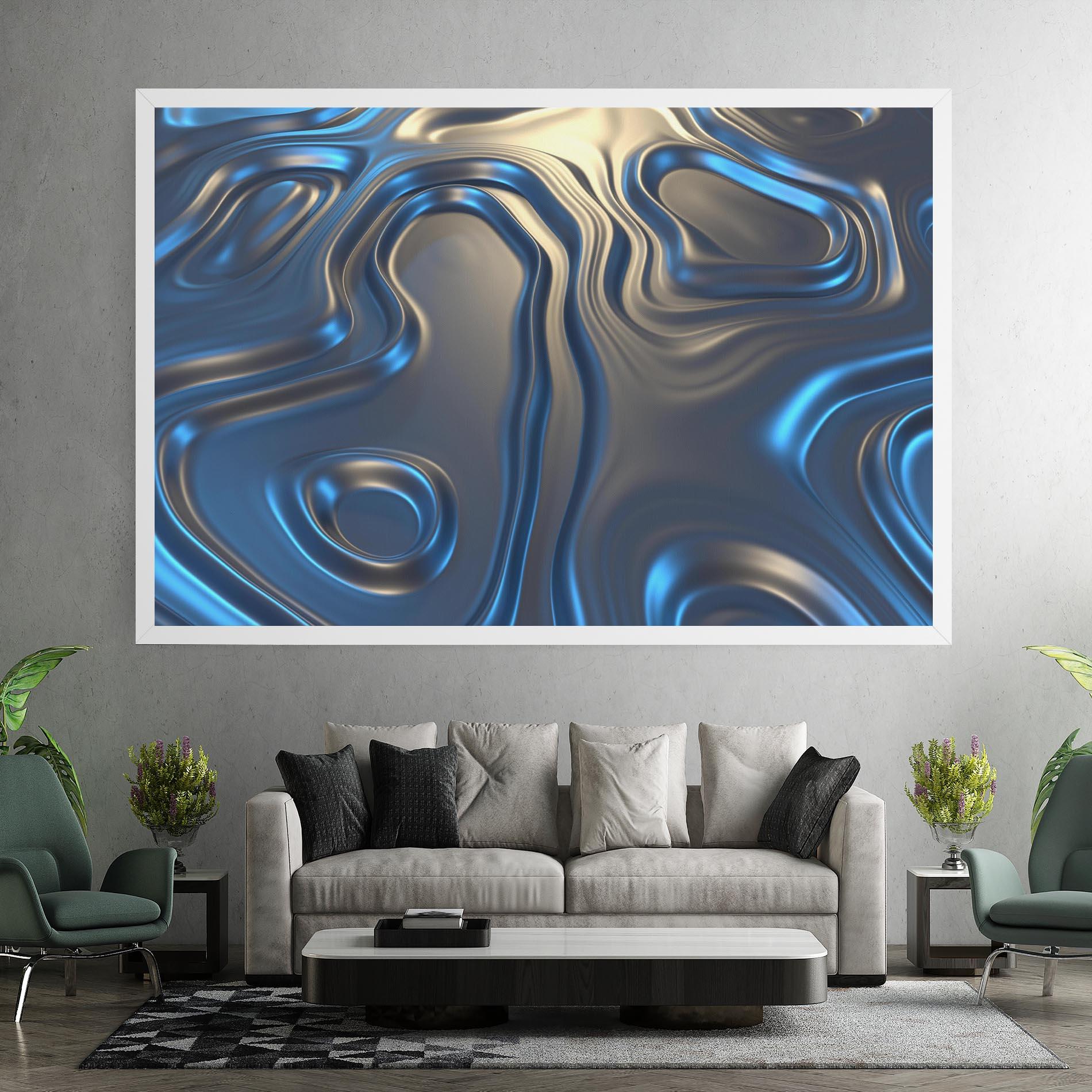 Tablou Canvas Blue Silver Liquid mockup 7