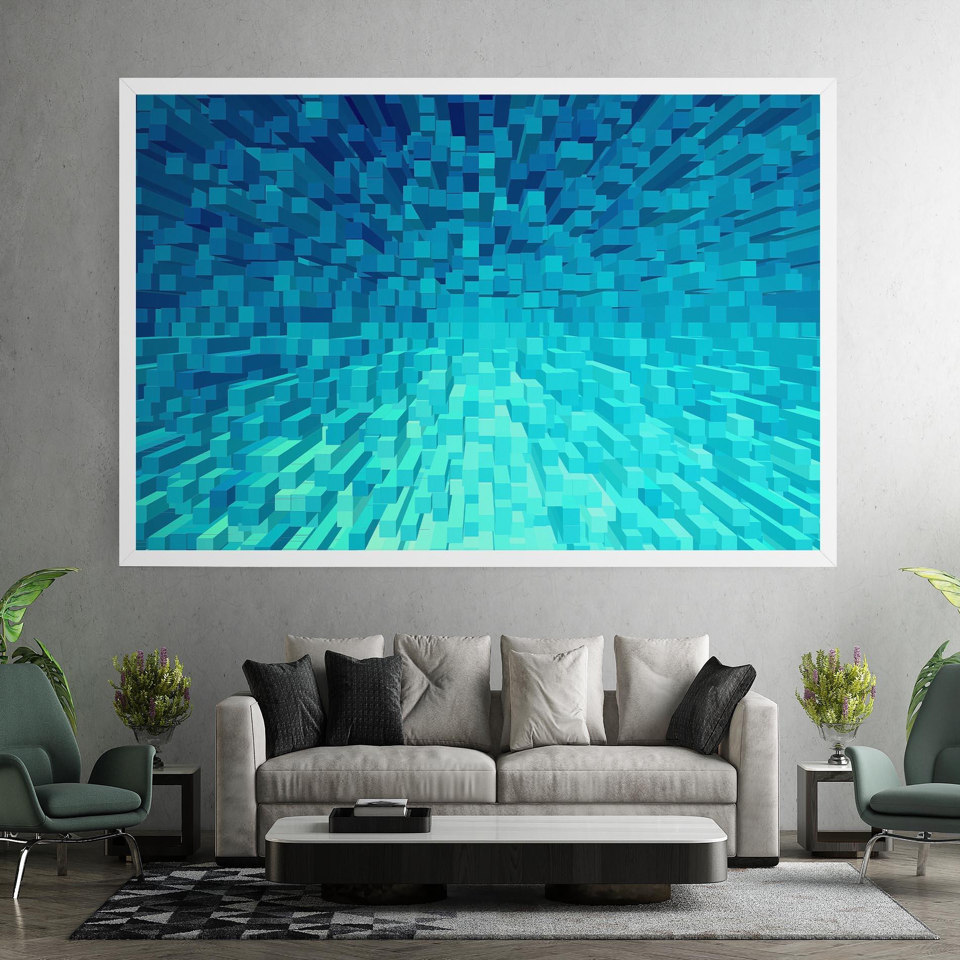 Tablou Canvas Blue Square Mix mockup 7