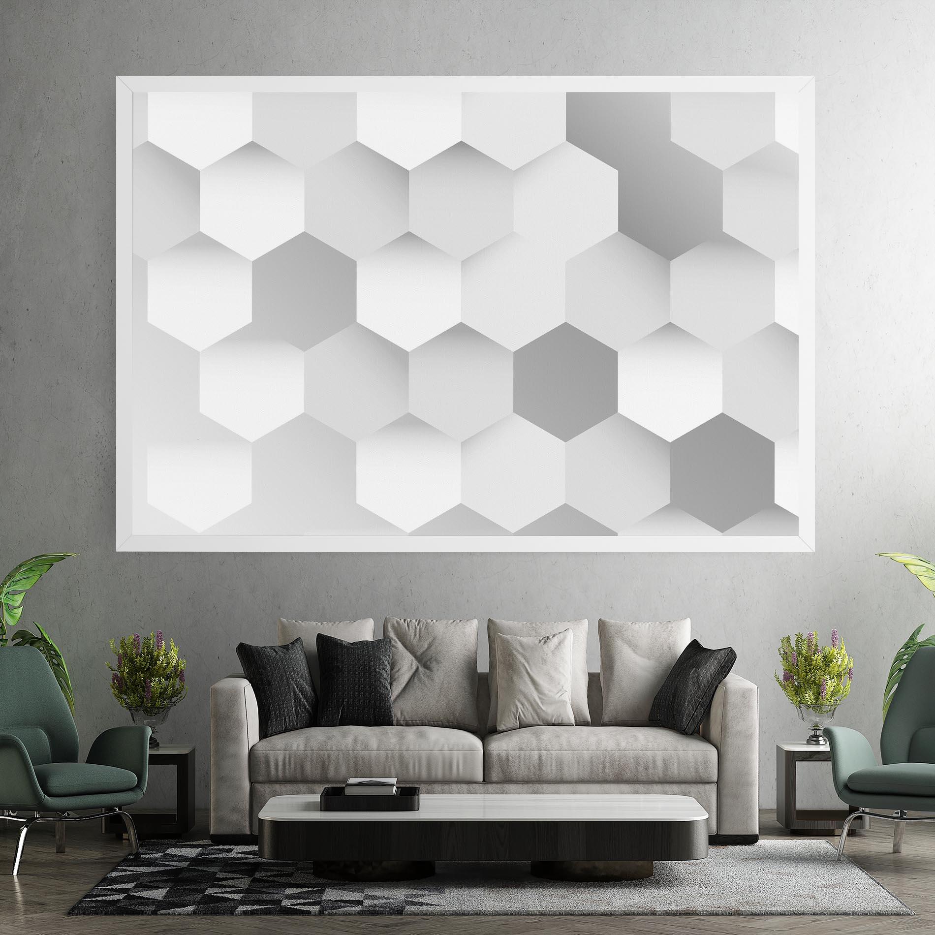 Tablou Canvas Grey White Triangle mockup 7